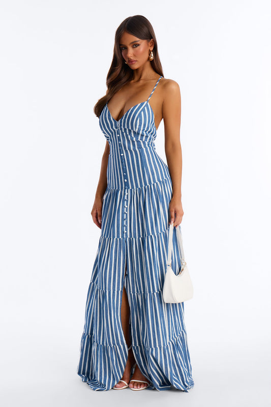 Olivia Striped Maxi Dress - Blue/combo