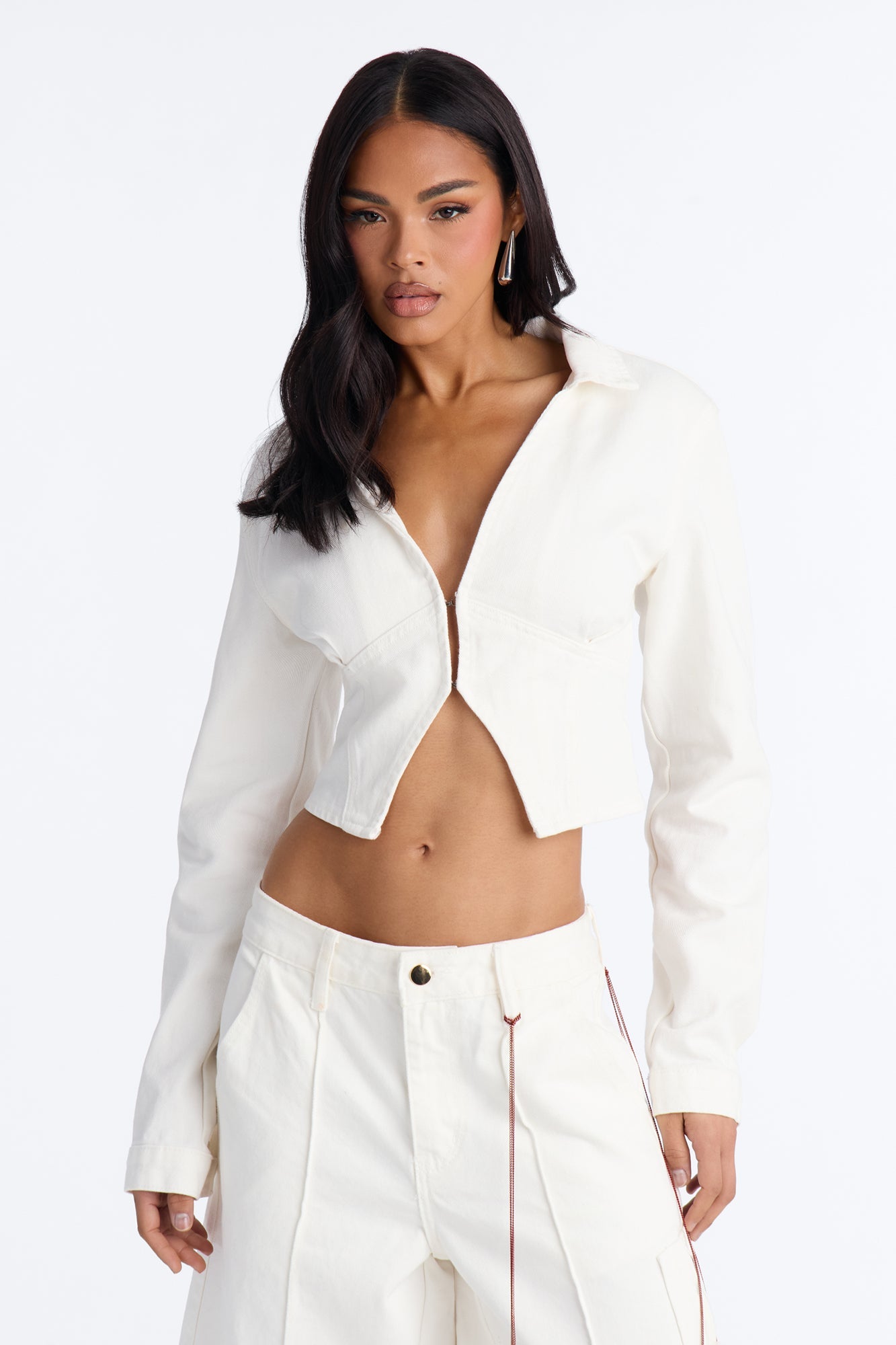 All Around Me Denim Top - White