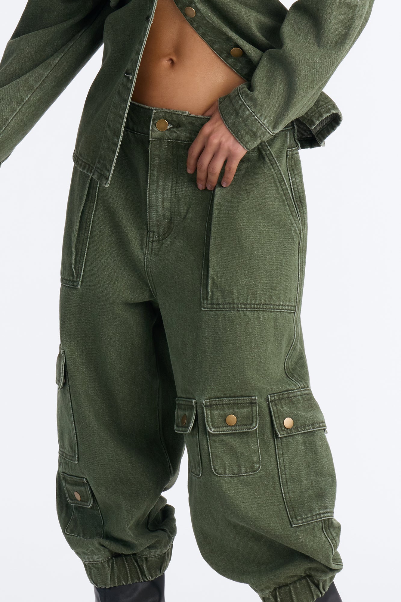 First Ranker Capri Cargo Jogger Jeans - Olive