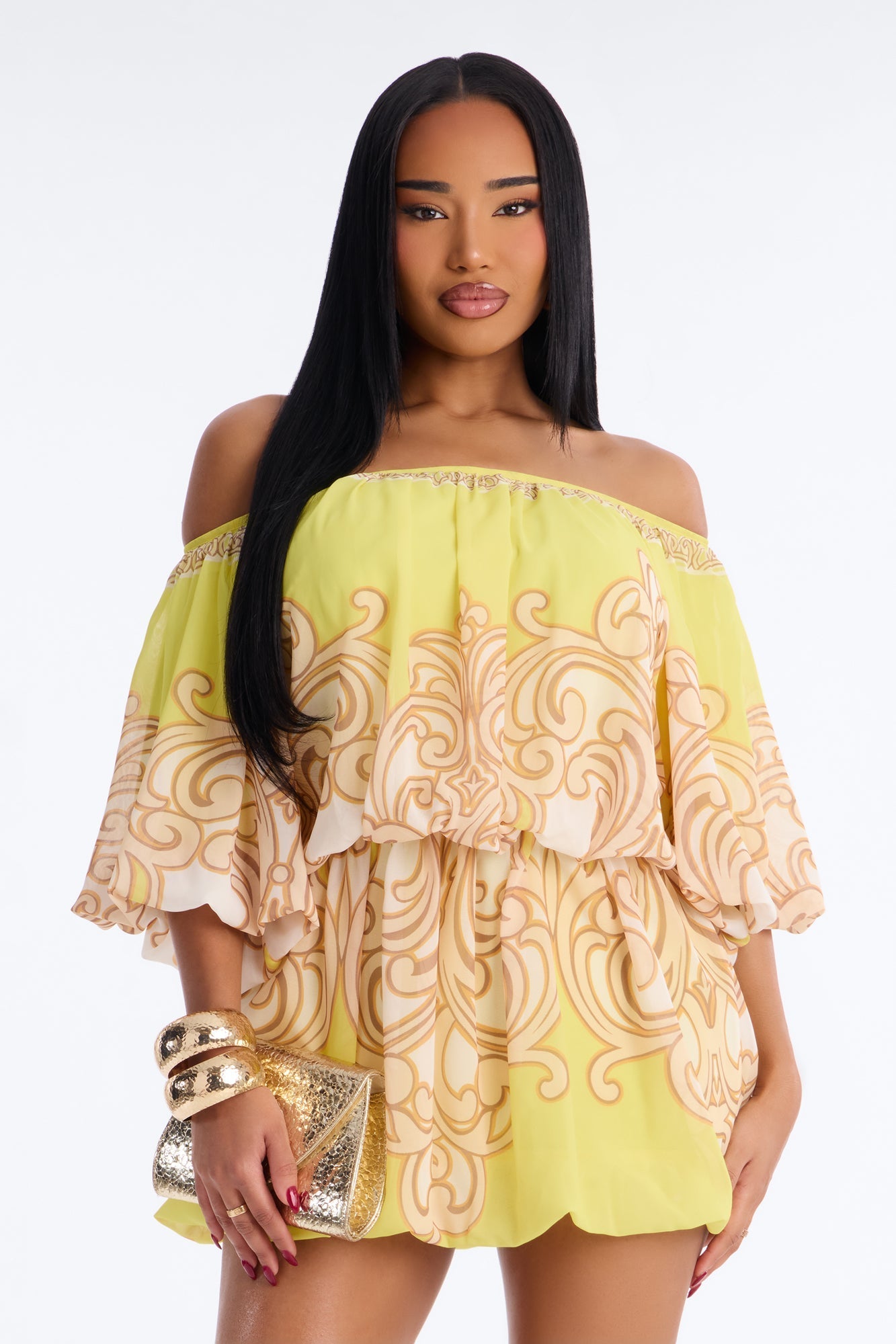 Imani One Shoulder Chiffon Mini Dress - Yellow Fashion Nova