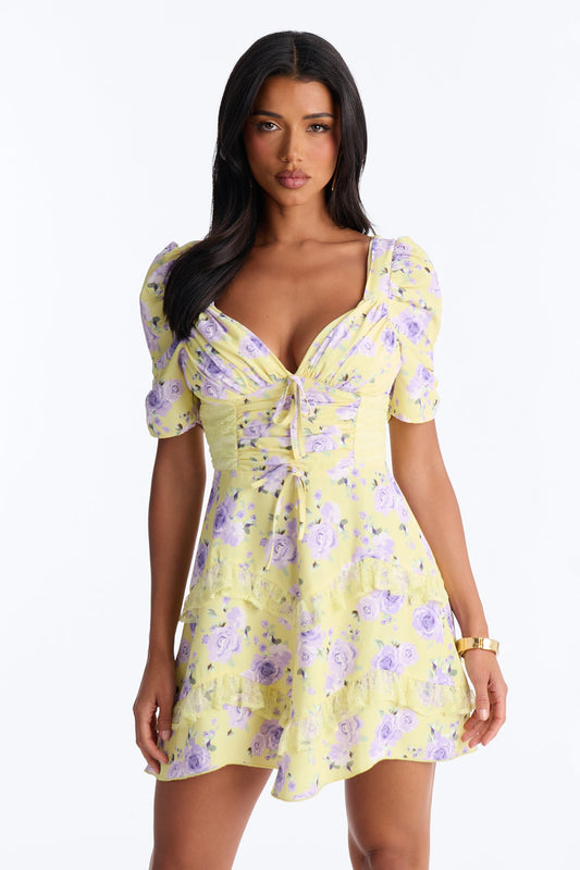 Tinsley Floral Mini Dress - Yellow/combo