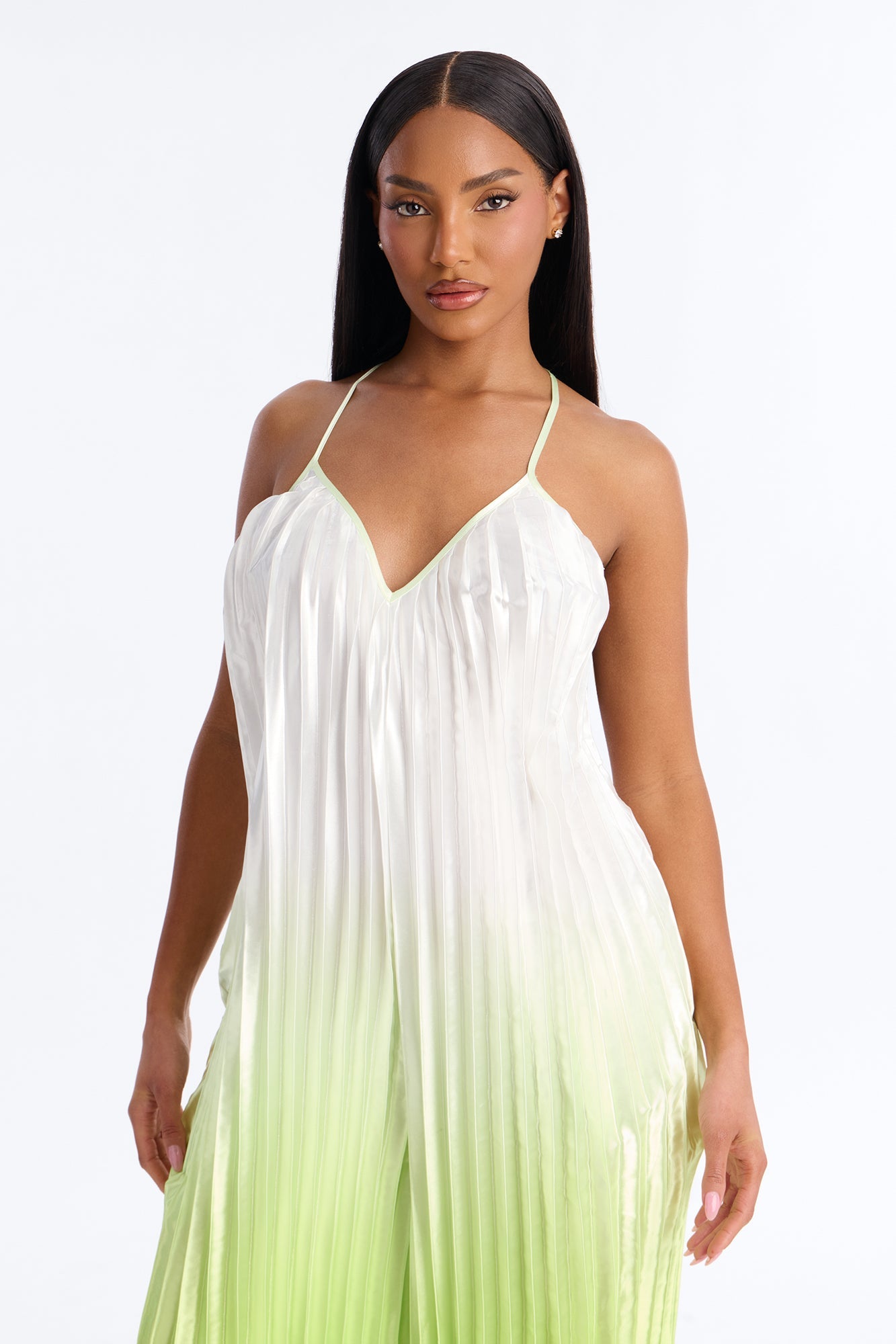 Paige Satin Ombre Wide Leg Jumpsuit - Green