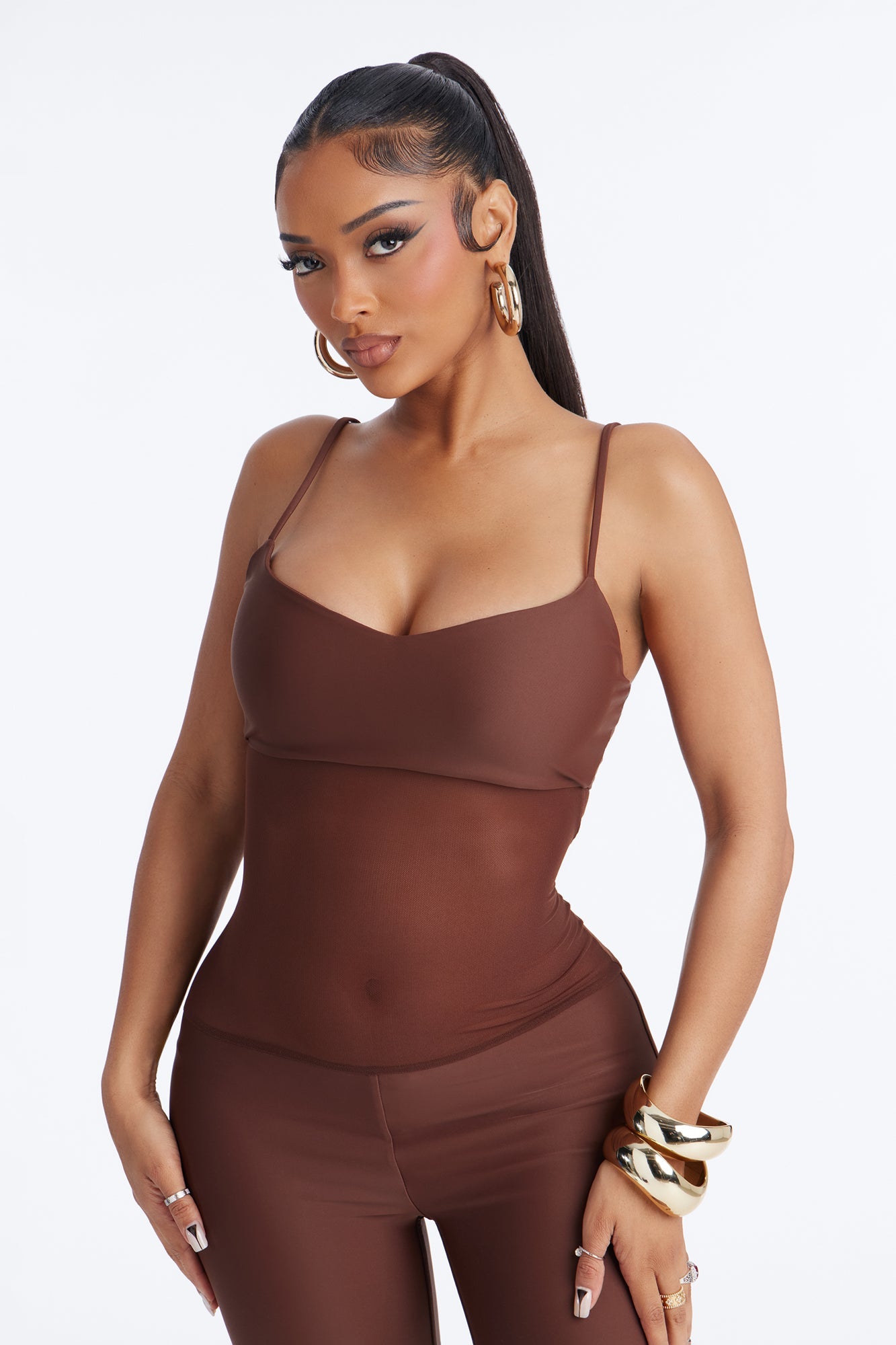 Roxy Form Double Lined Mesh Capri Jumpsuit - Chocolate