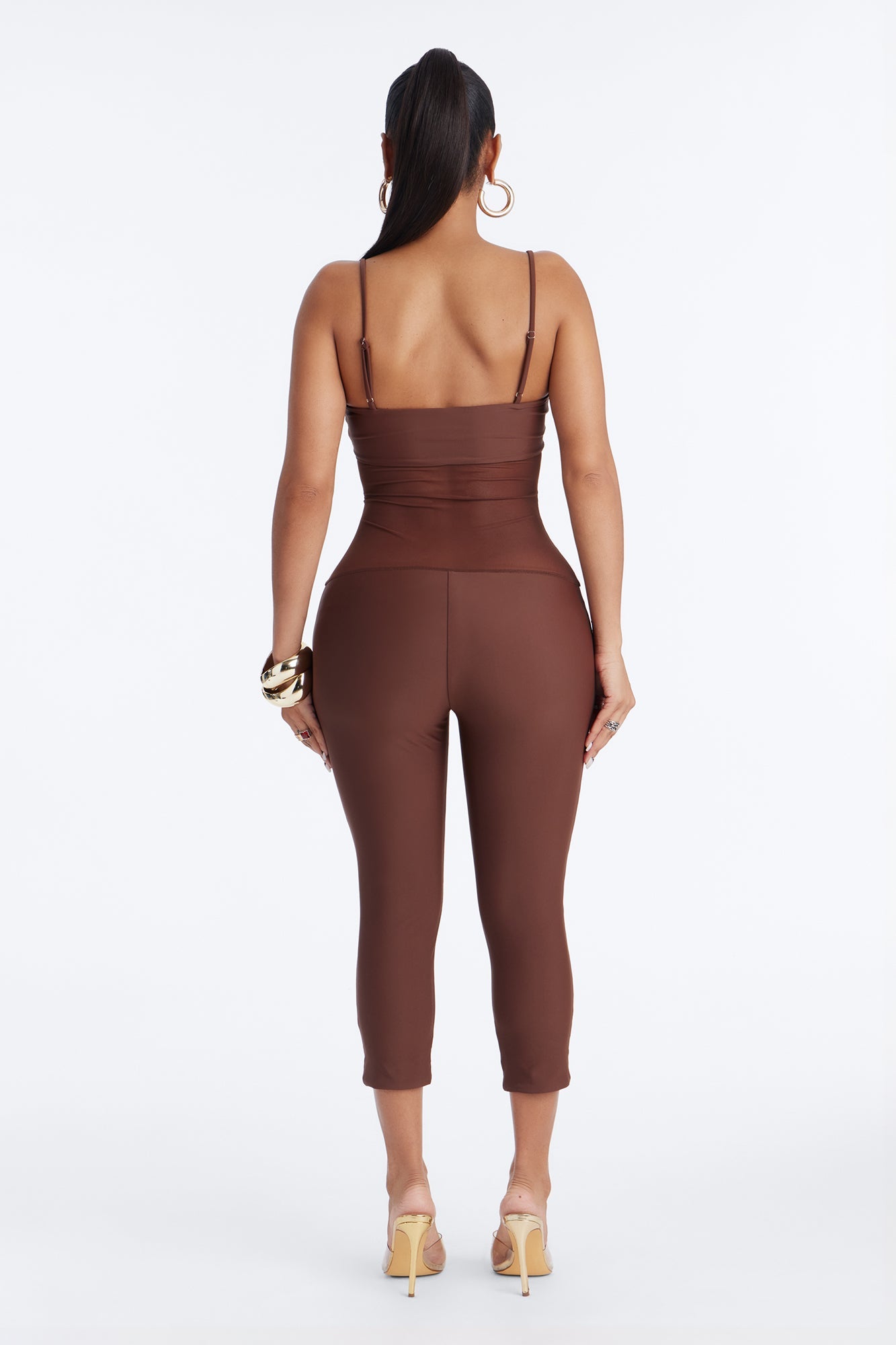 Roxy Form Double Lined Mesh Capri Jumpsuit - Chocolate