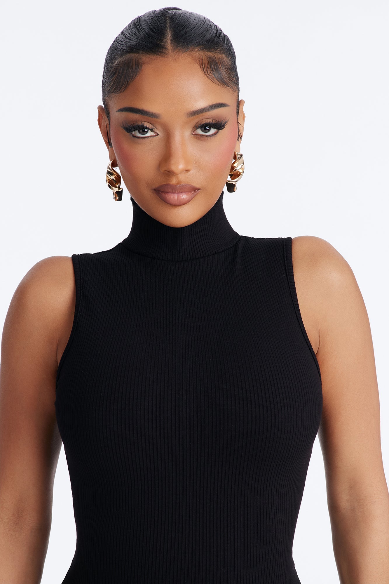 Delilah Snatched Turtle Neck Mini Dress - Black