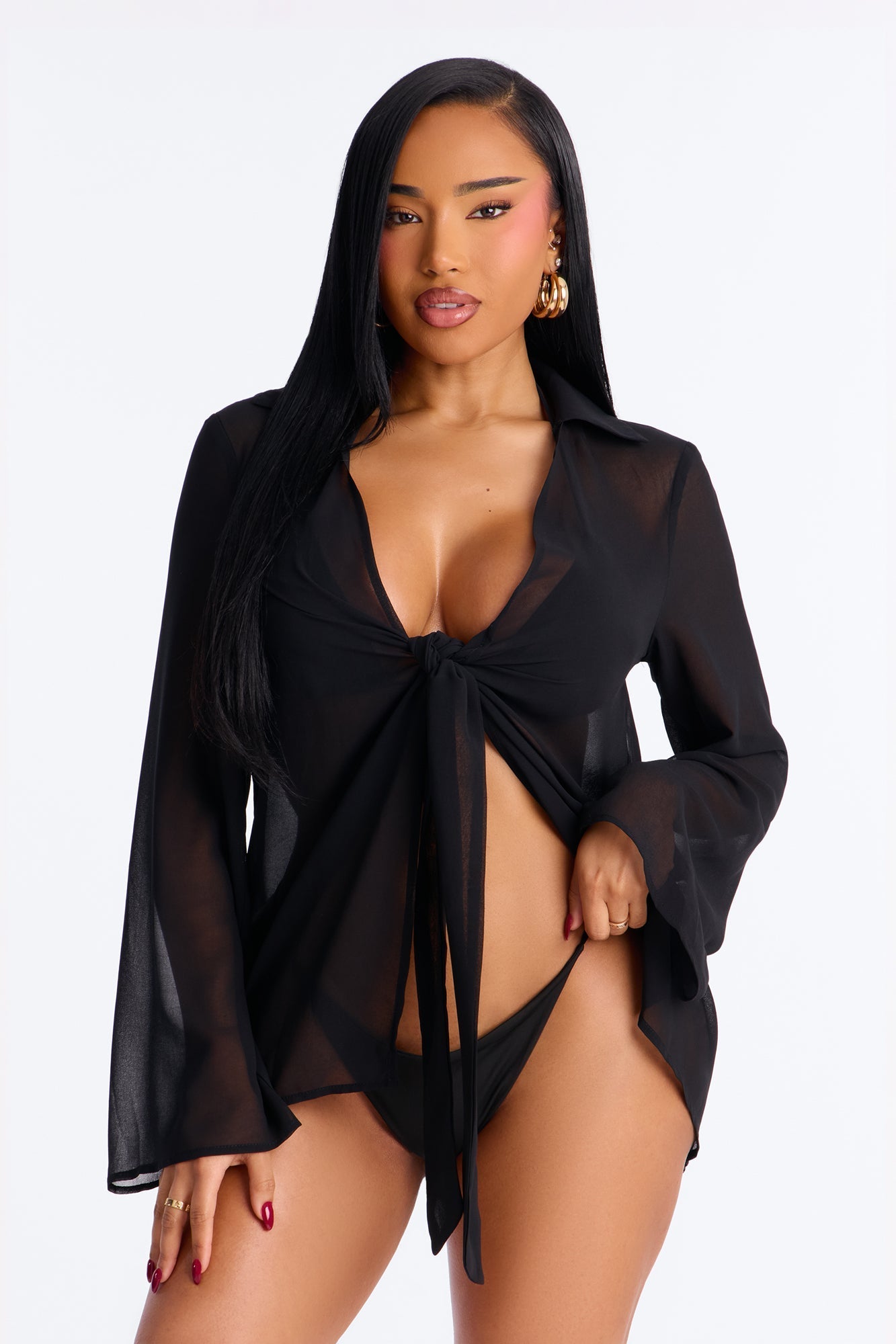 Lush Linen Swim Cover Up Mini Dress - Black Fashion Nova