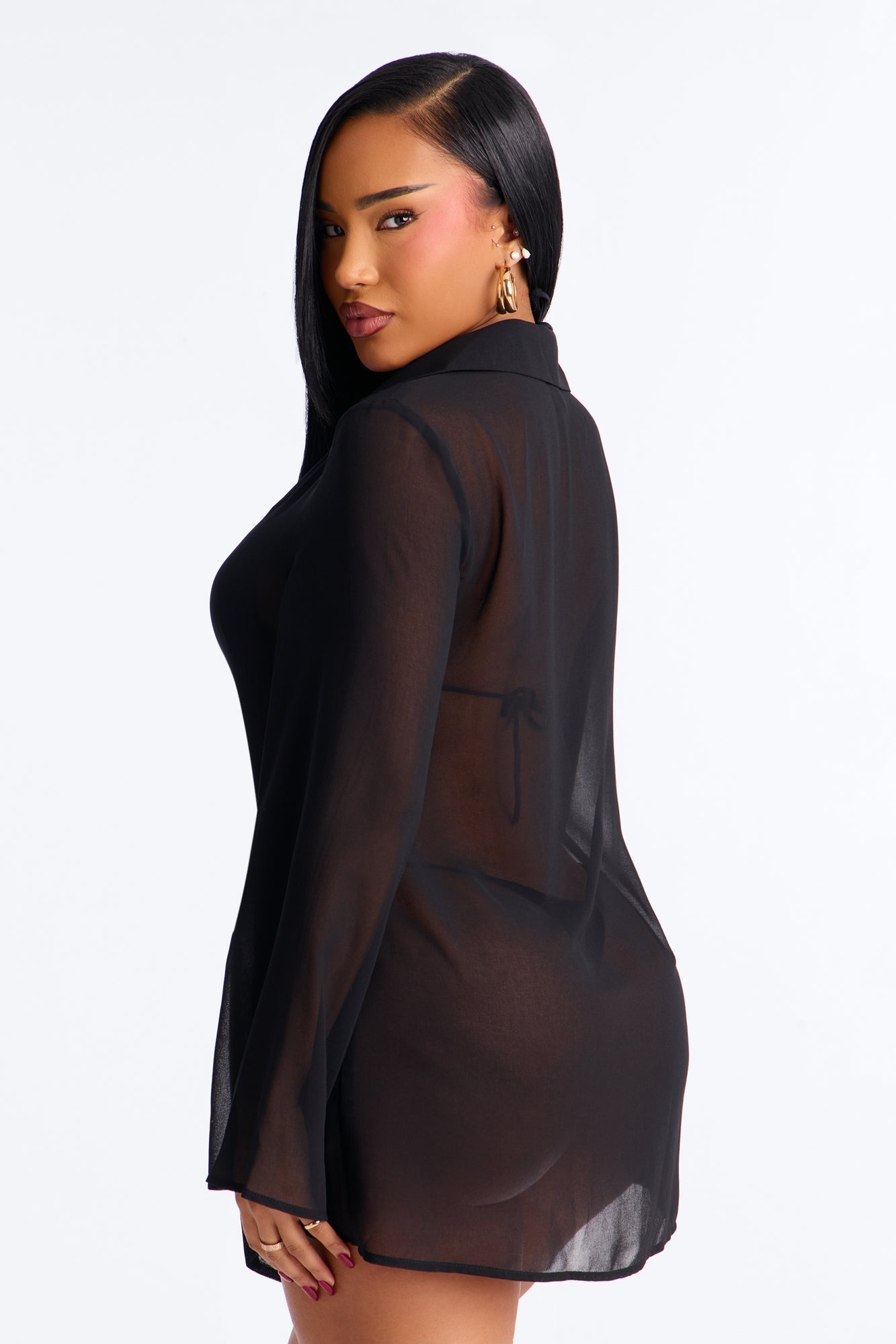 Lush Linen Swim Cover Up Mini Dress - Black Fashion Nova