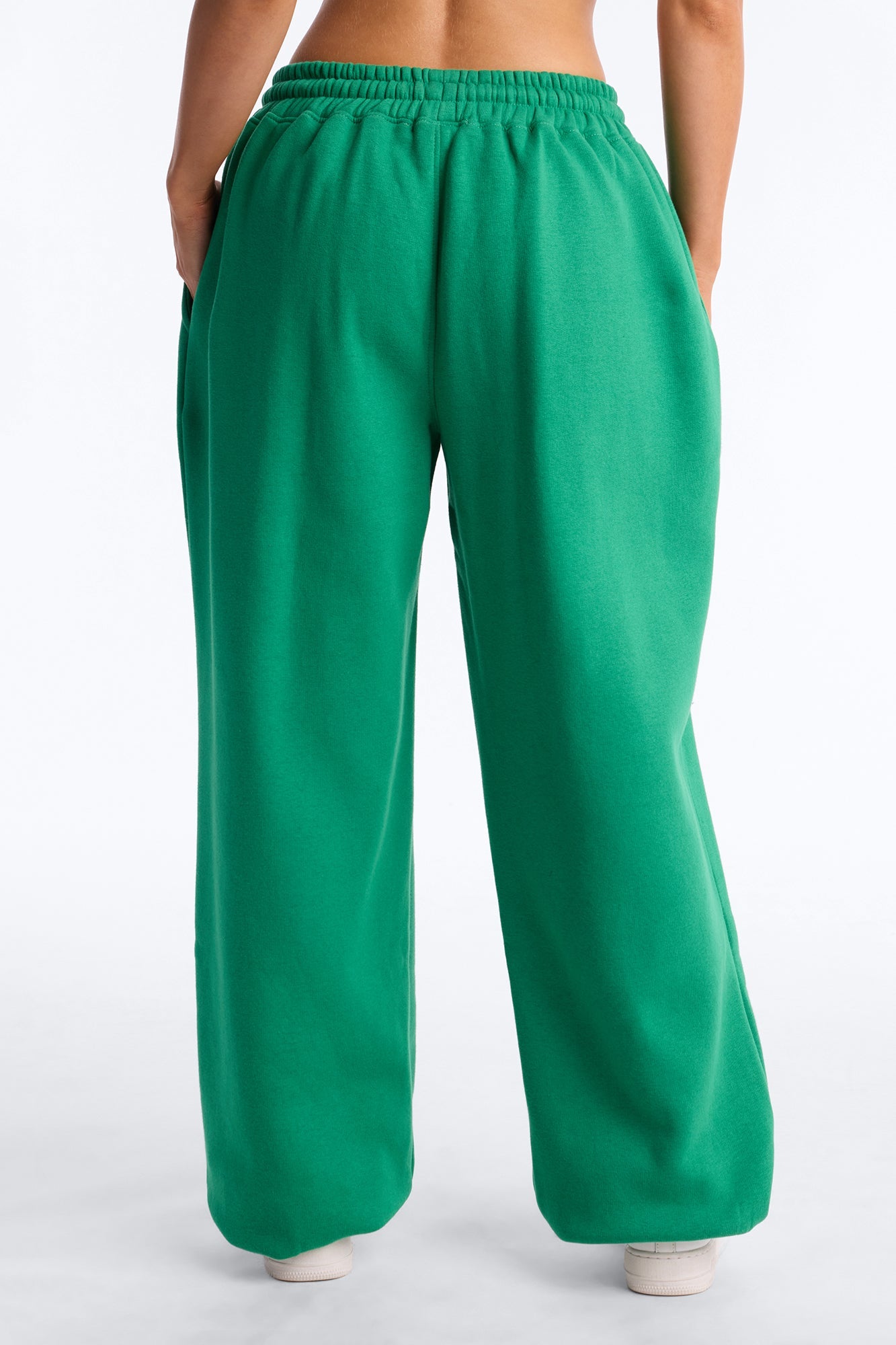 Mia Pleated Fleece Jogger Pants - Green