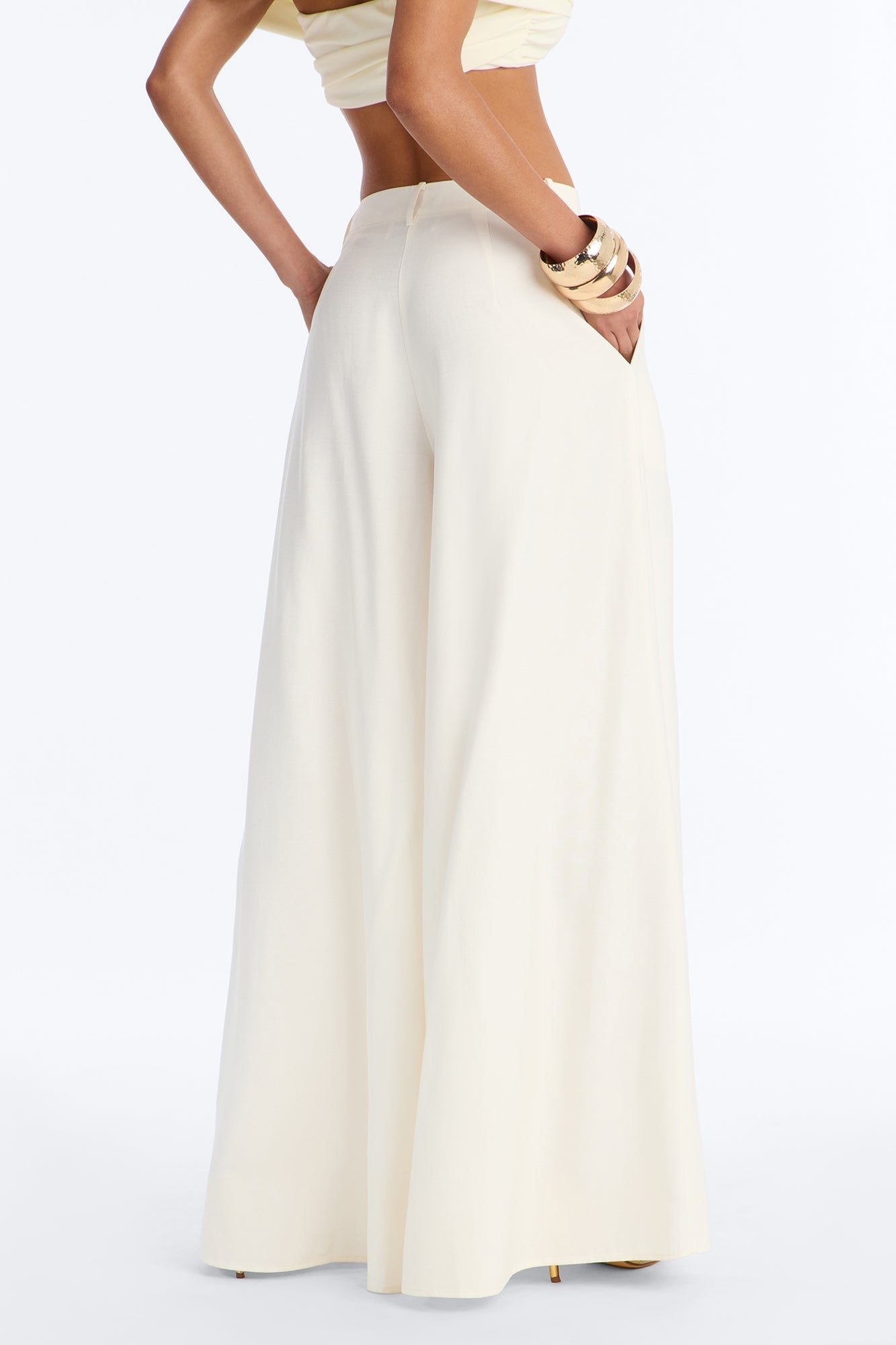 Settled In Pleated Wide Leg Pant 33″ - White Fashion Nova