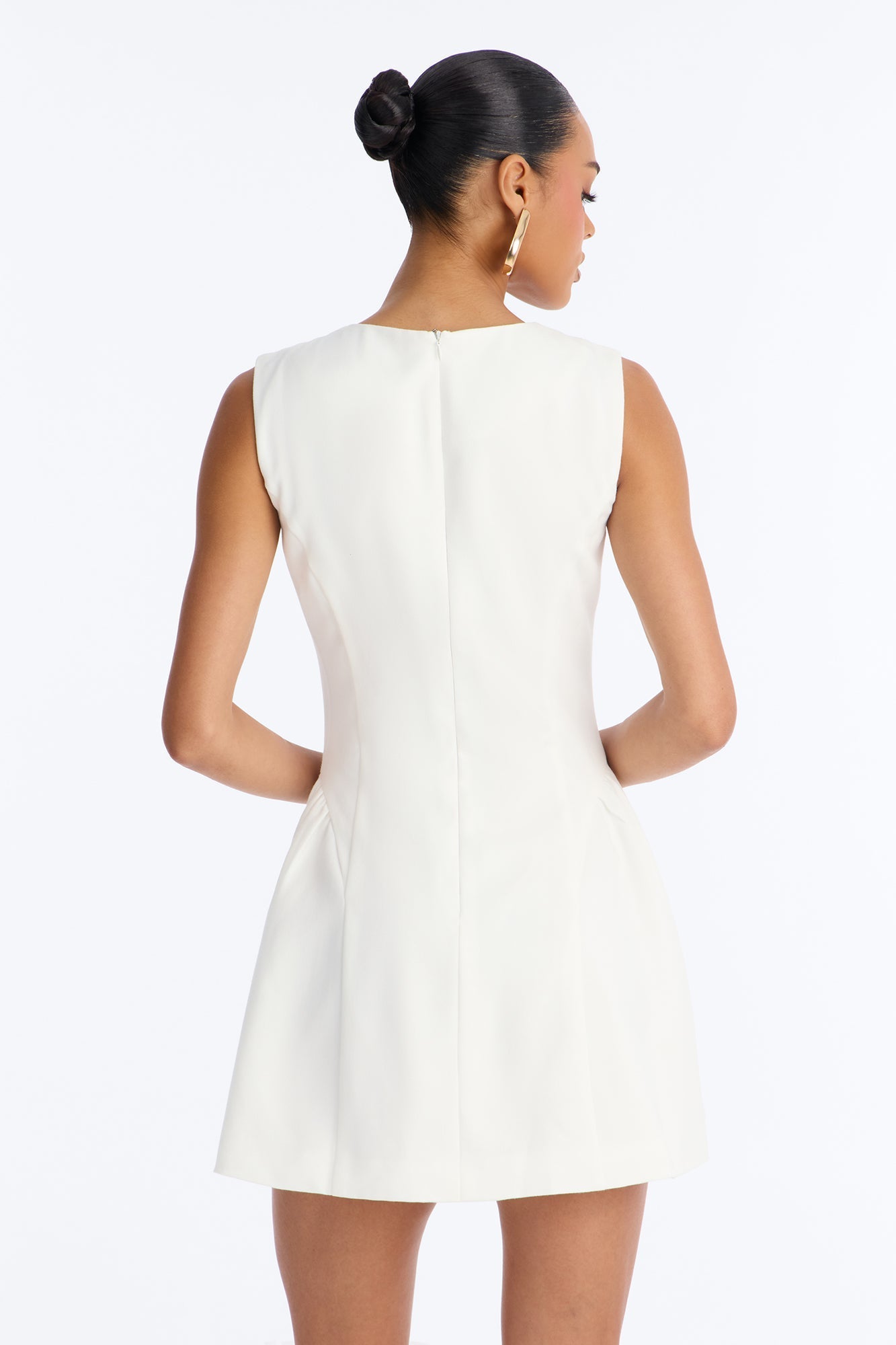 Elsie Sleeveless Button Up Mini Dress - White Fashion Nova