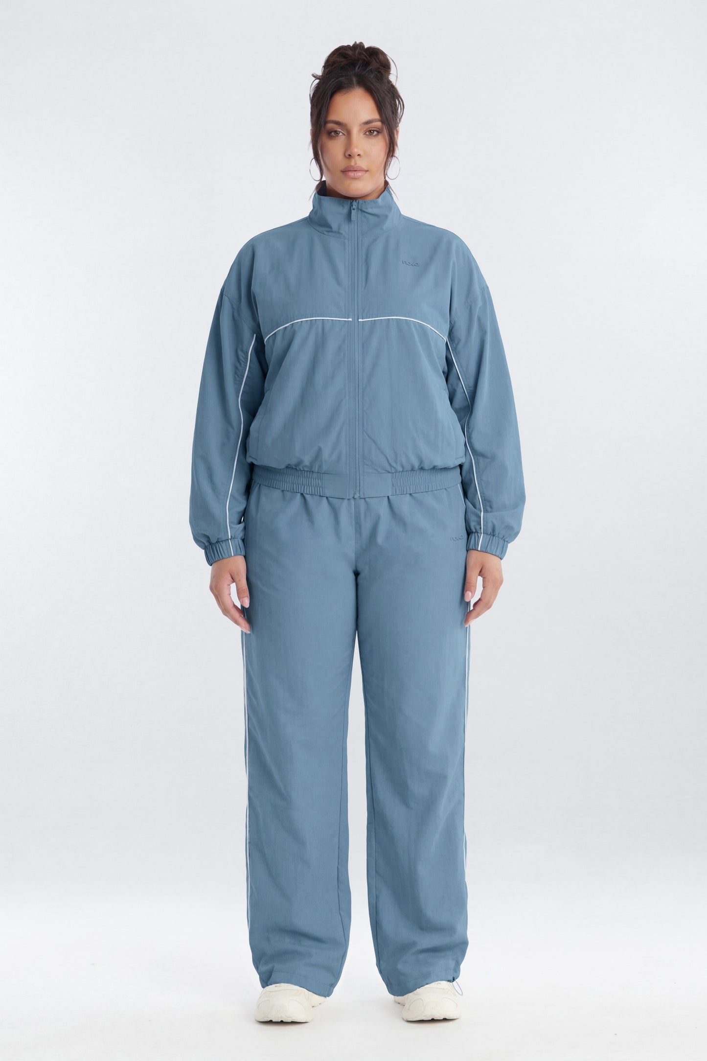 CoreNylon Mock Neck Full Zip Track Jacket - Soft Indigo