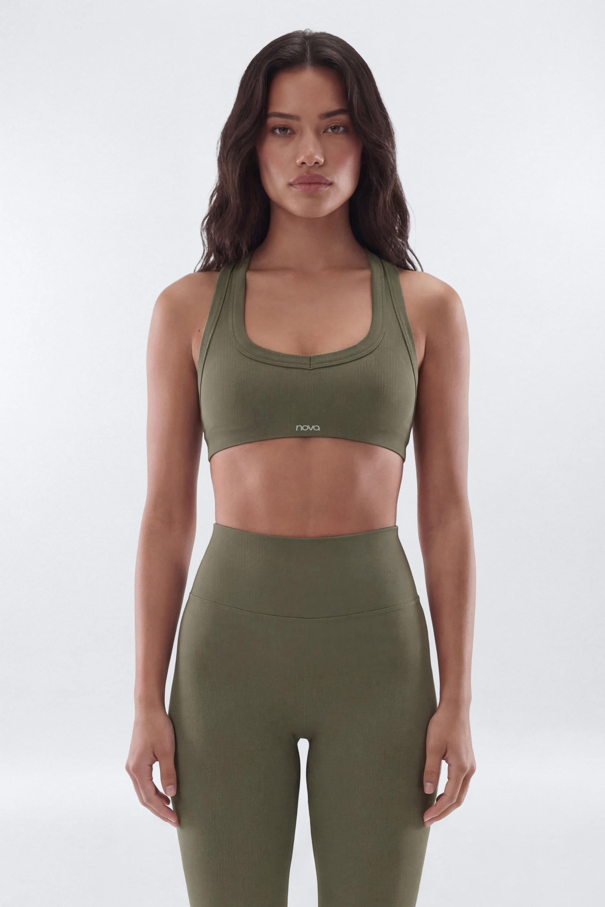 SeamlessLift™ Soft V-Front Racerback Sports Bra - Moss Fashion Nova