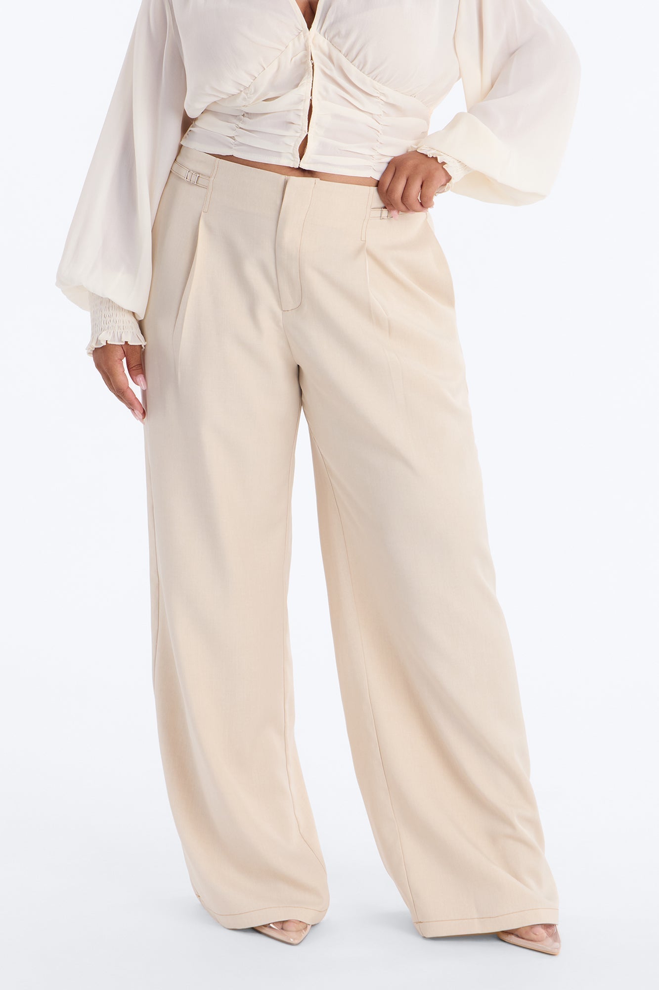Angela High Rise Trouser Pant 33″ - Stone Fashion Nova