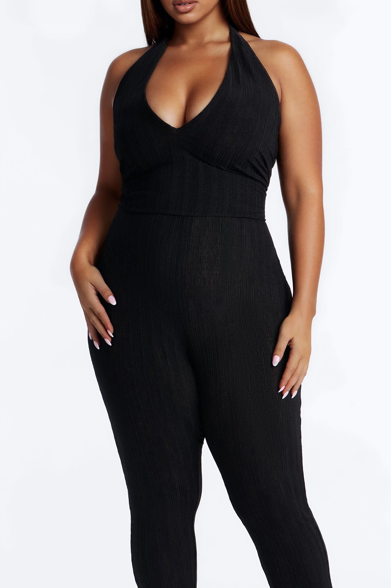 Emme Waist Tie Capri Catsuit - Black