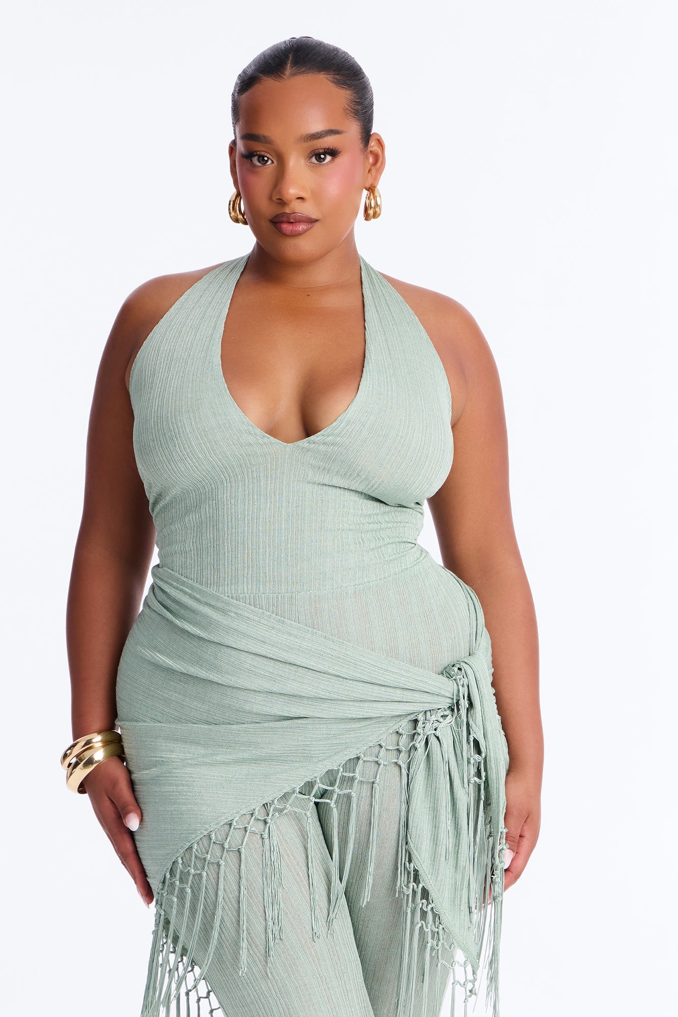 Emme Waist Tie Capri Catsuit - Sage