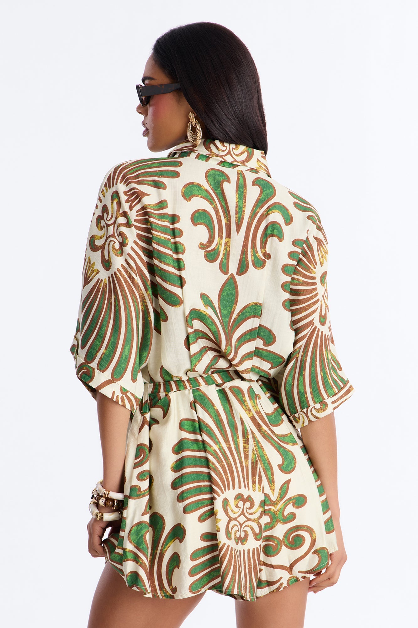 On Island Time Tropical Romper - Green/combo