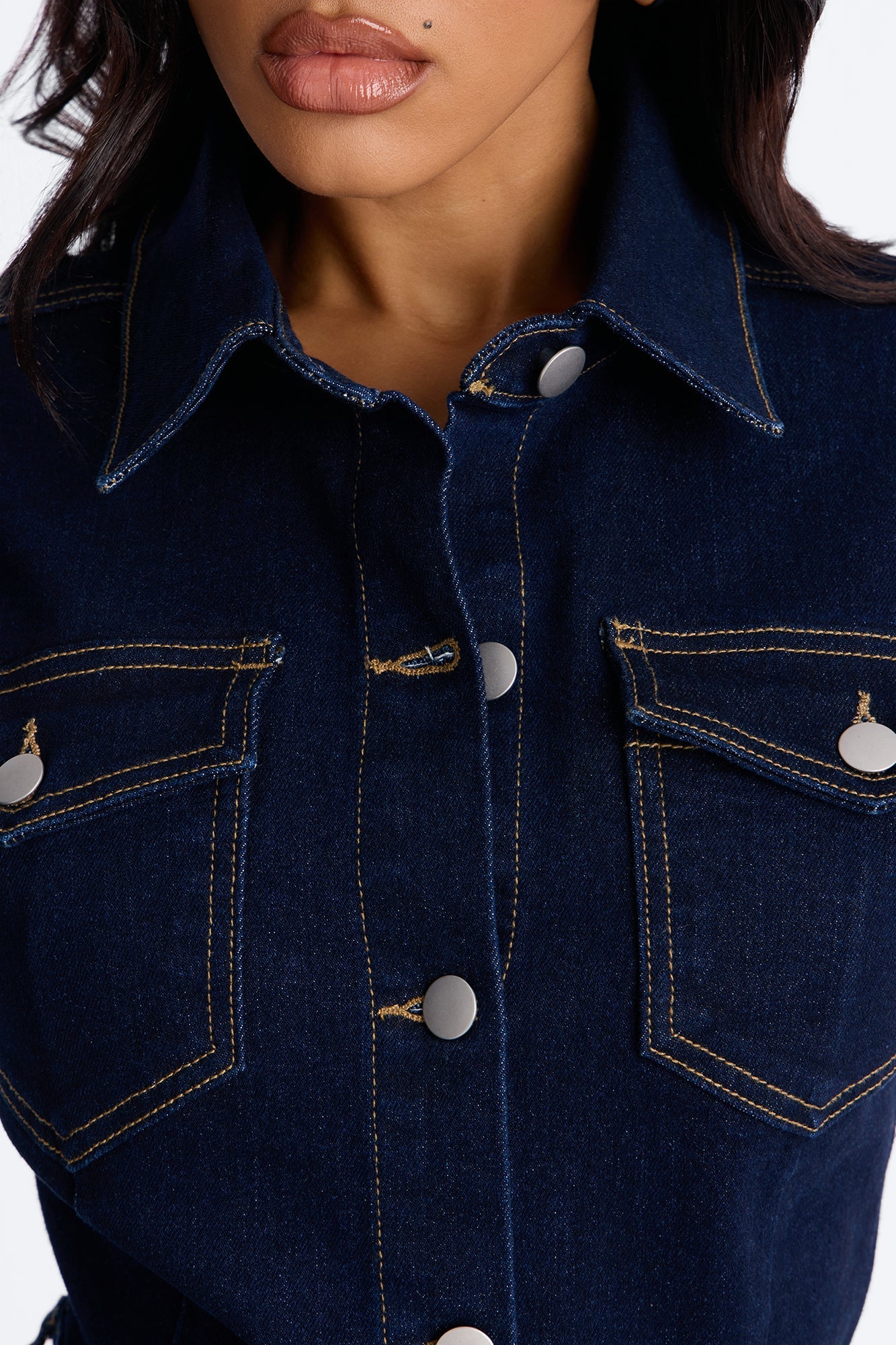 Know You Better Denim Romper - Dark Denim