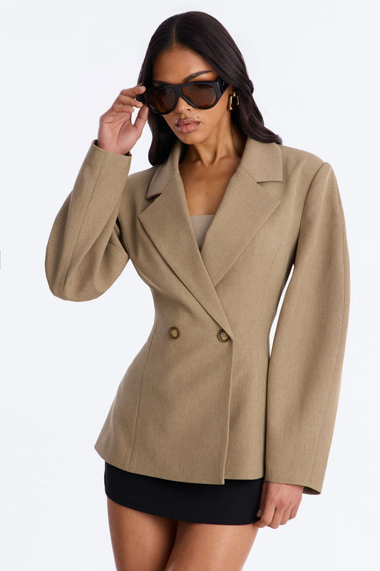 The Hills Oversized Barrel Sleeve Blazer - Caffe