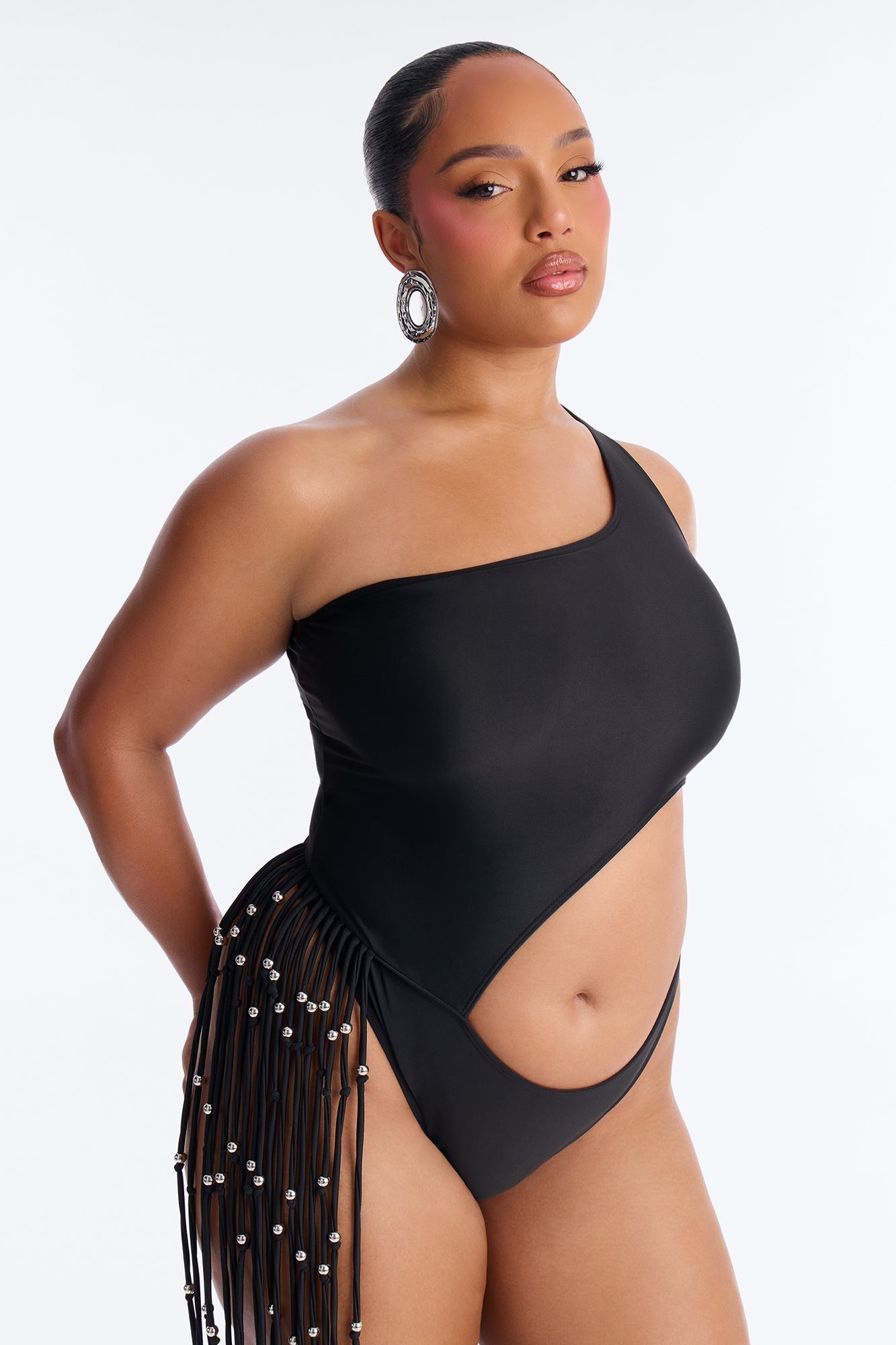 Wendy Fringe Cut Out 1 Piece Swimsuit - Black Fashion Nova