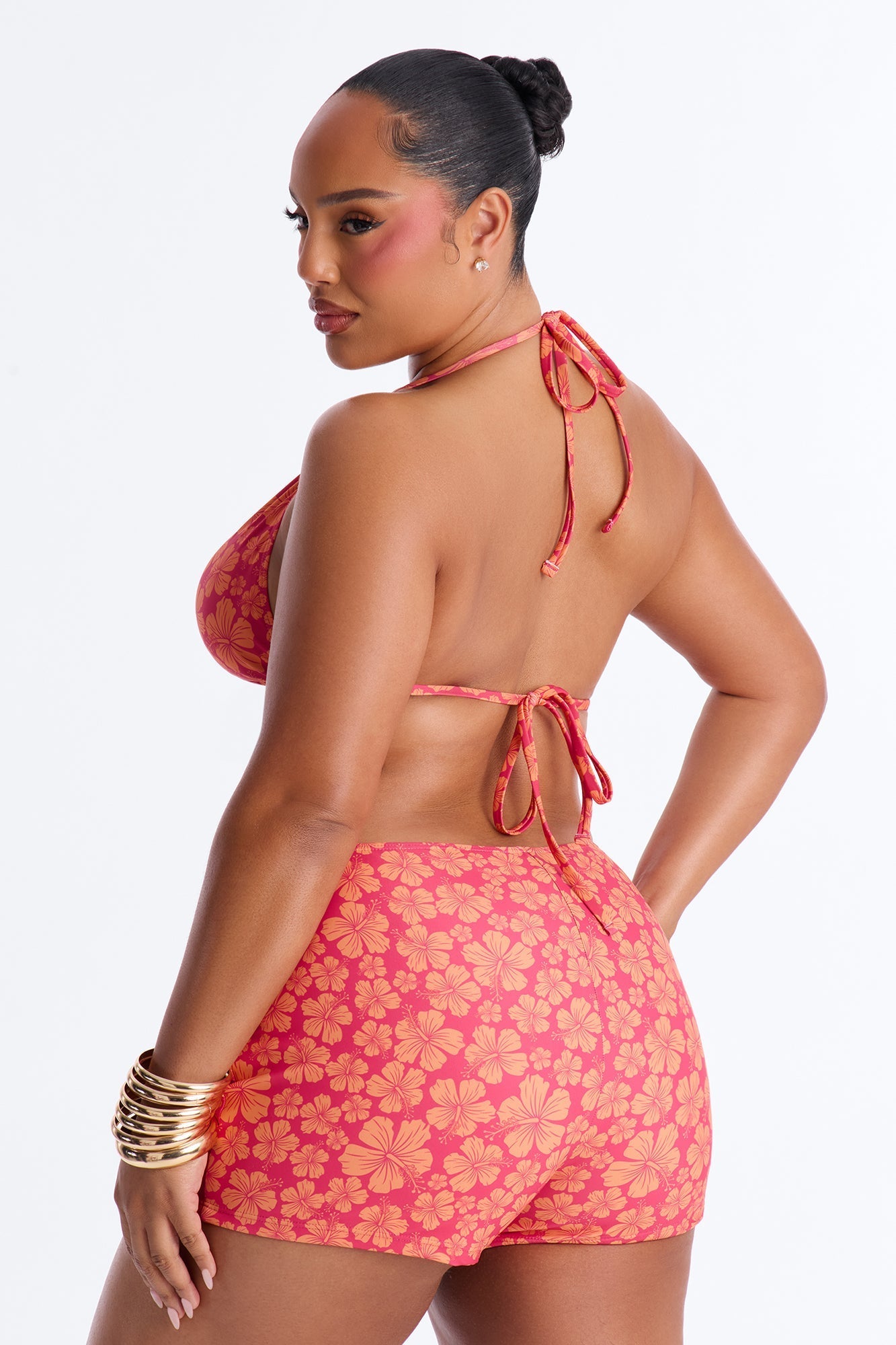 Kristy Floral 3 Piece Bikini Set - Pink/combo Fashion Nova