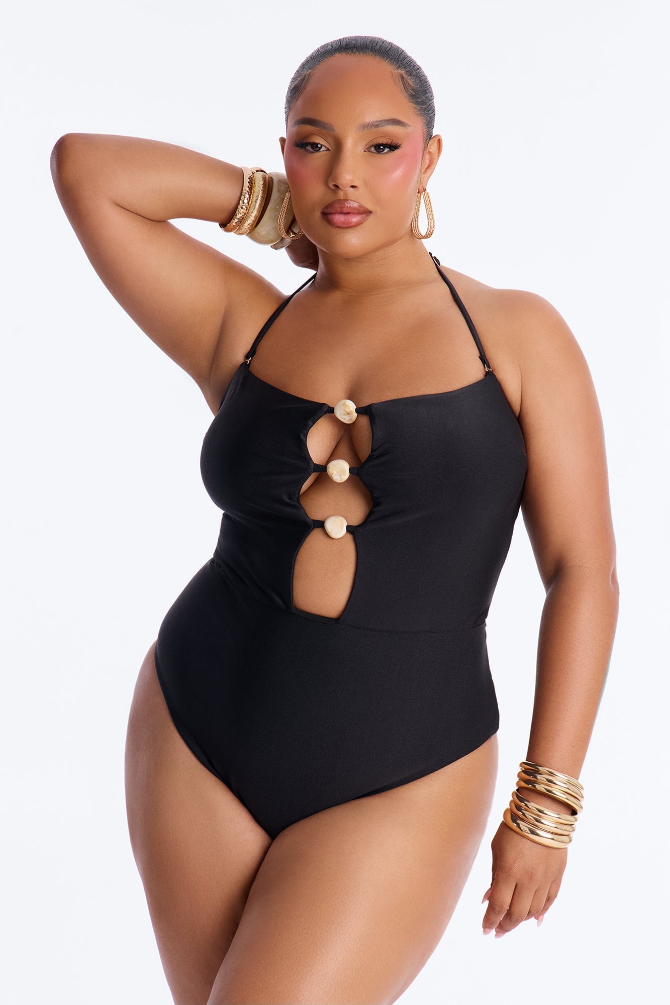 Palm Tree Perfection 1 Piece Swimsuit - Black Fashion Nova