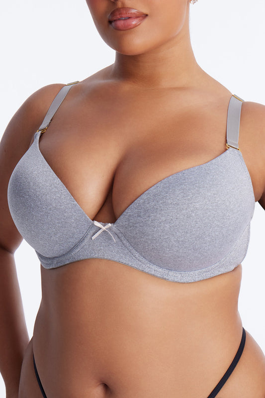 I Got You Push Up Tshirt Bra - Heather Grey