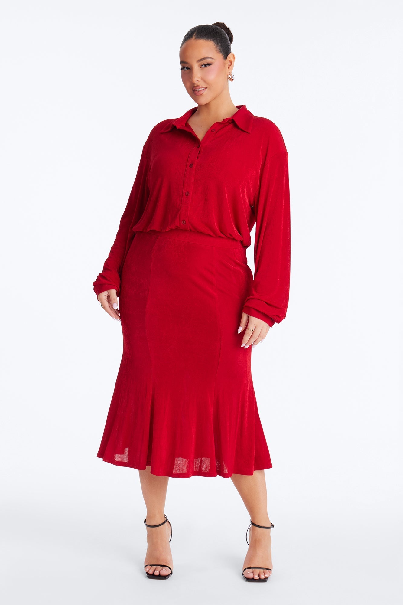 Jemma Slinky Midi Dress - Red Fashion Nova