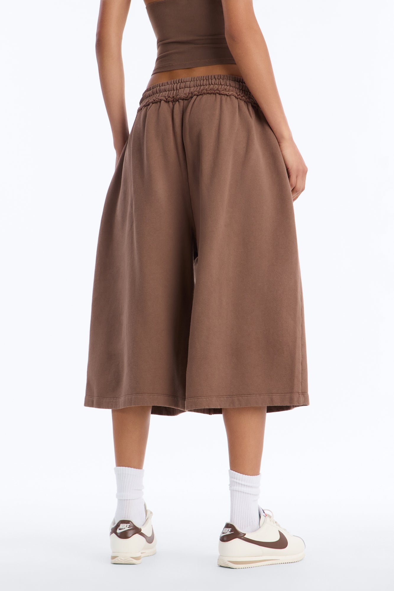 Play Hard To Get Wide Leg Jorts - Brown
