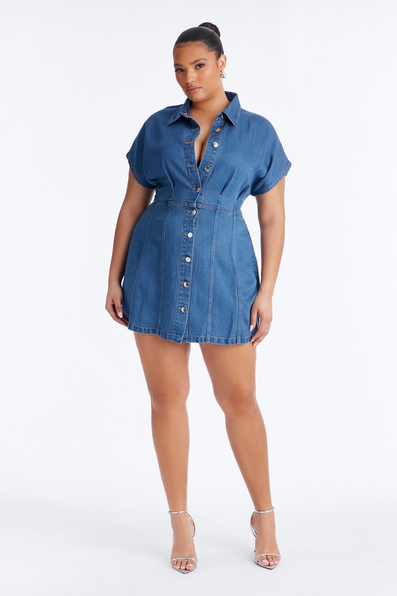 Allise Short Sleeve Denim Mini Dress - Denim