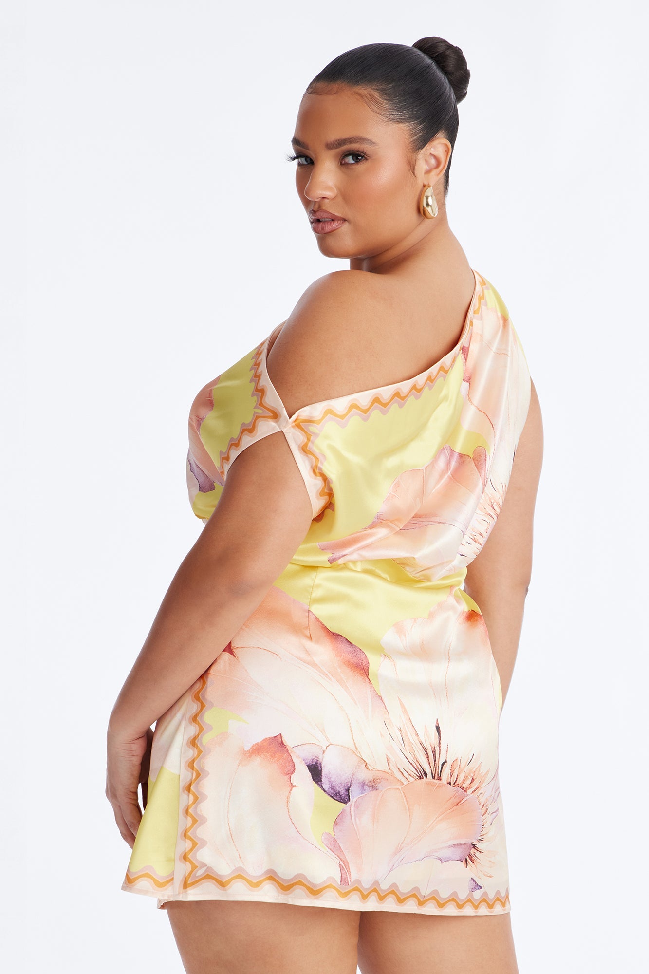 Dahlia Satin Wrap Mini Dress - Yellow/combo
