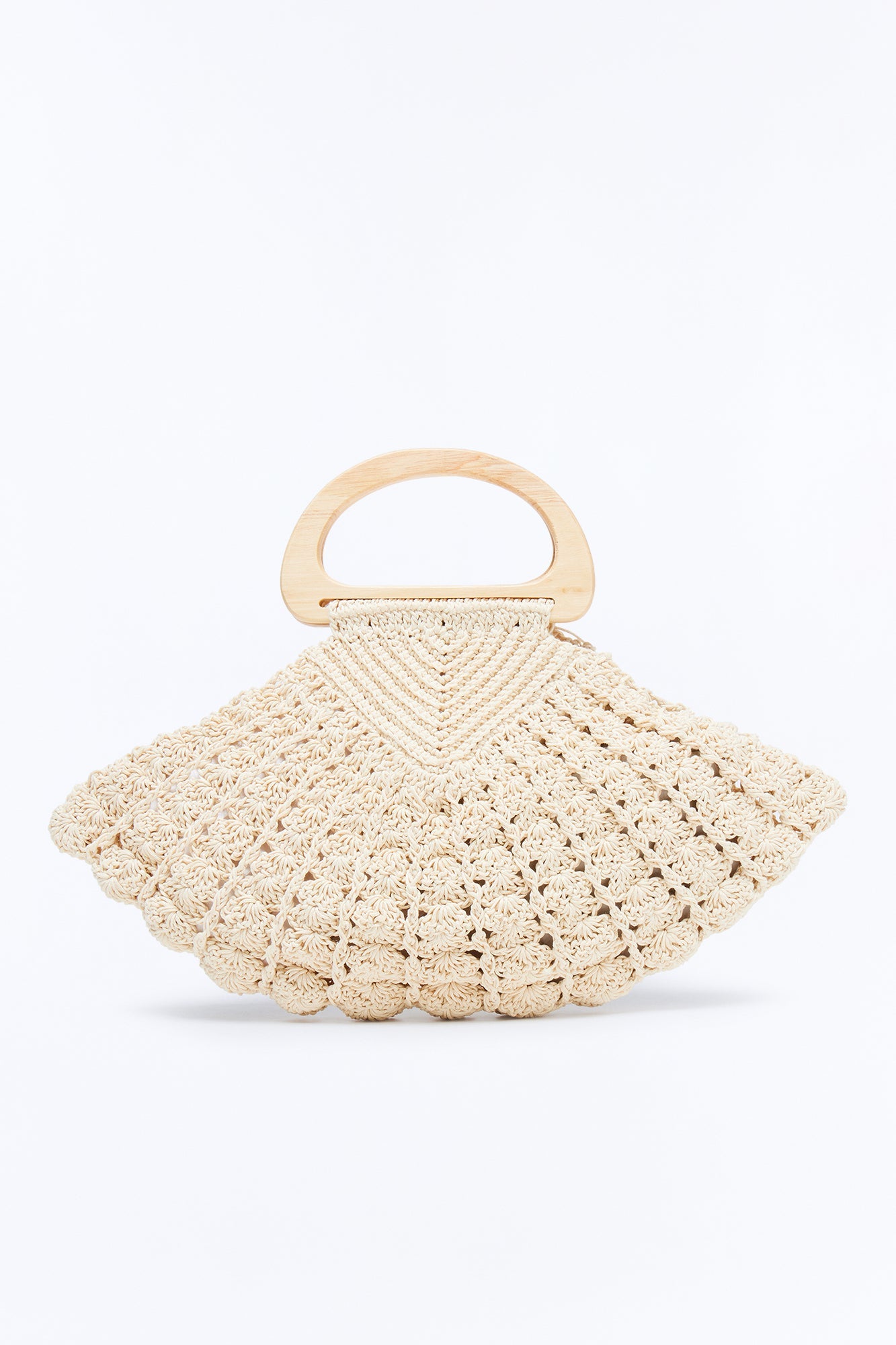 Shellscape Crochet Satchel Handbag - Natural/Combo