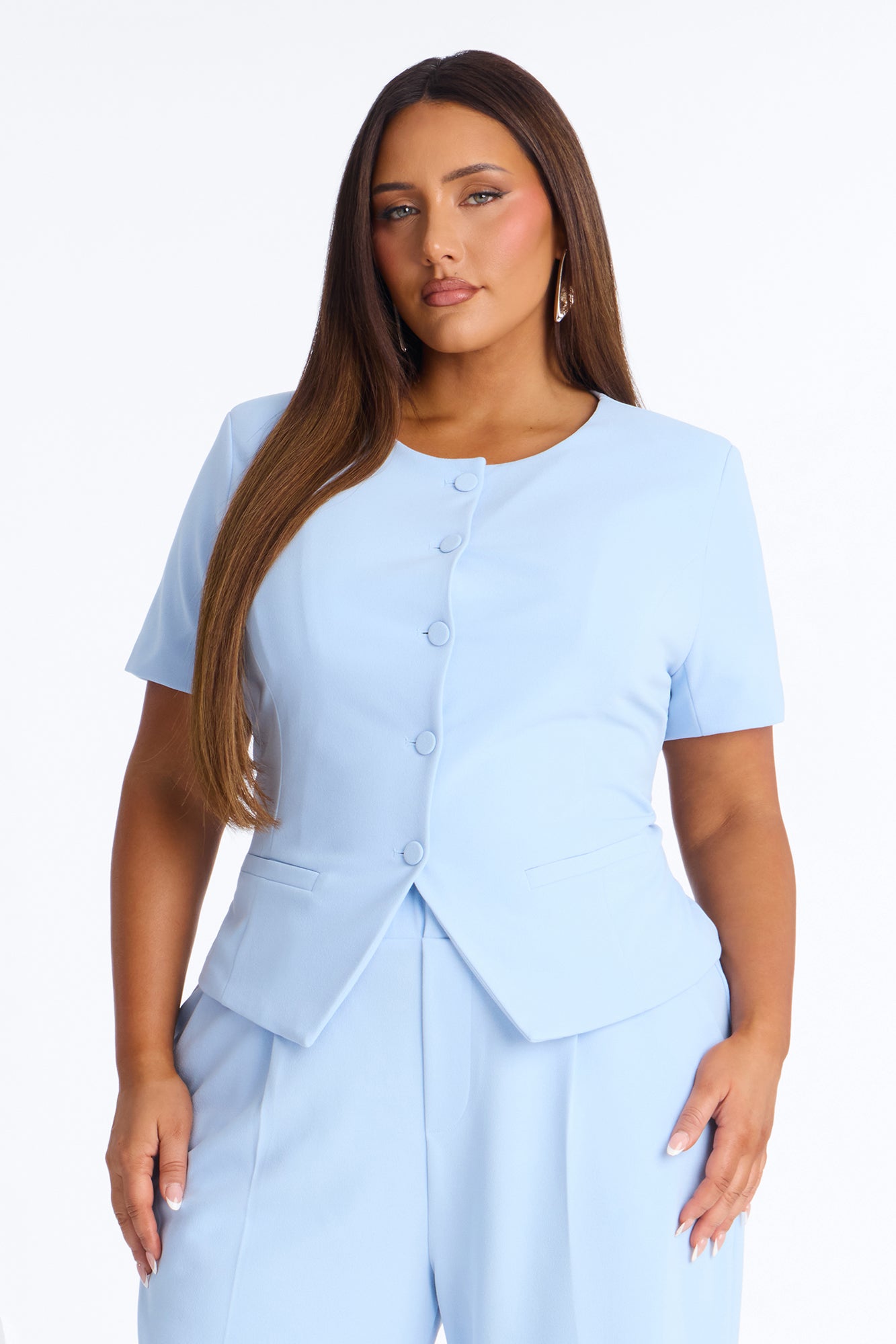 Mission Accomplished Short Sleeve Blazer - Light Blue
