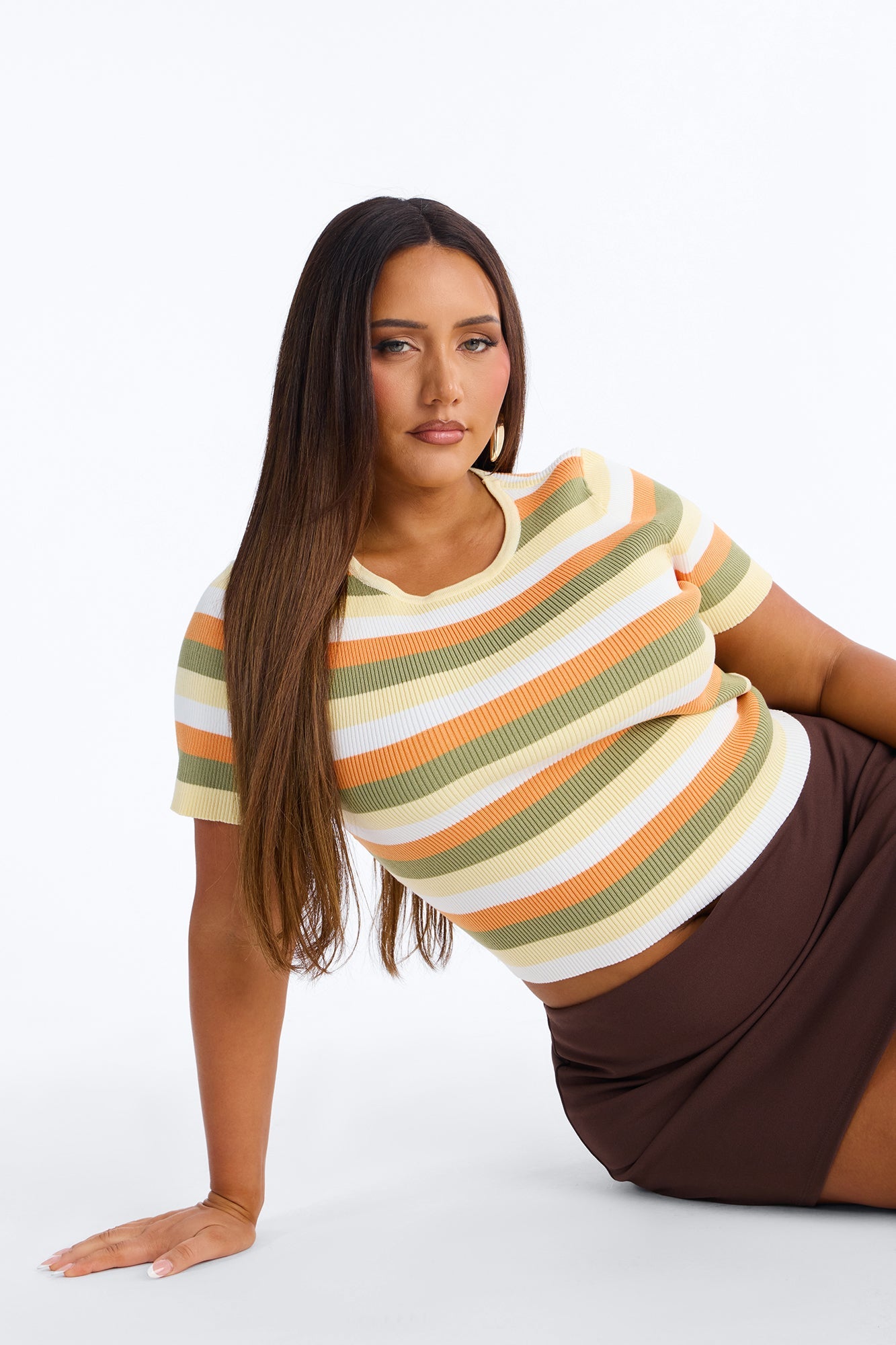 Under The Sun Striped Sweater Top - Multi Color