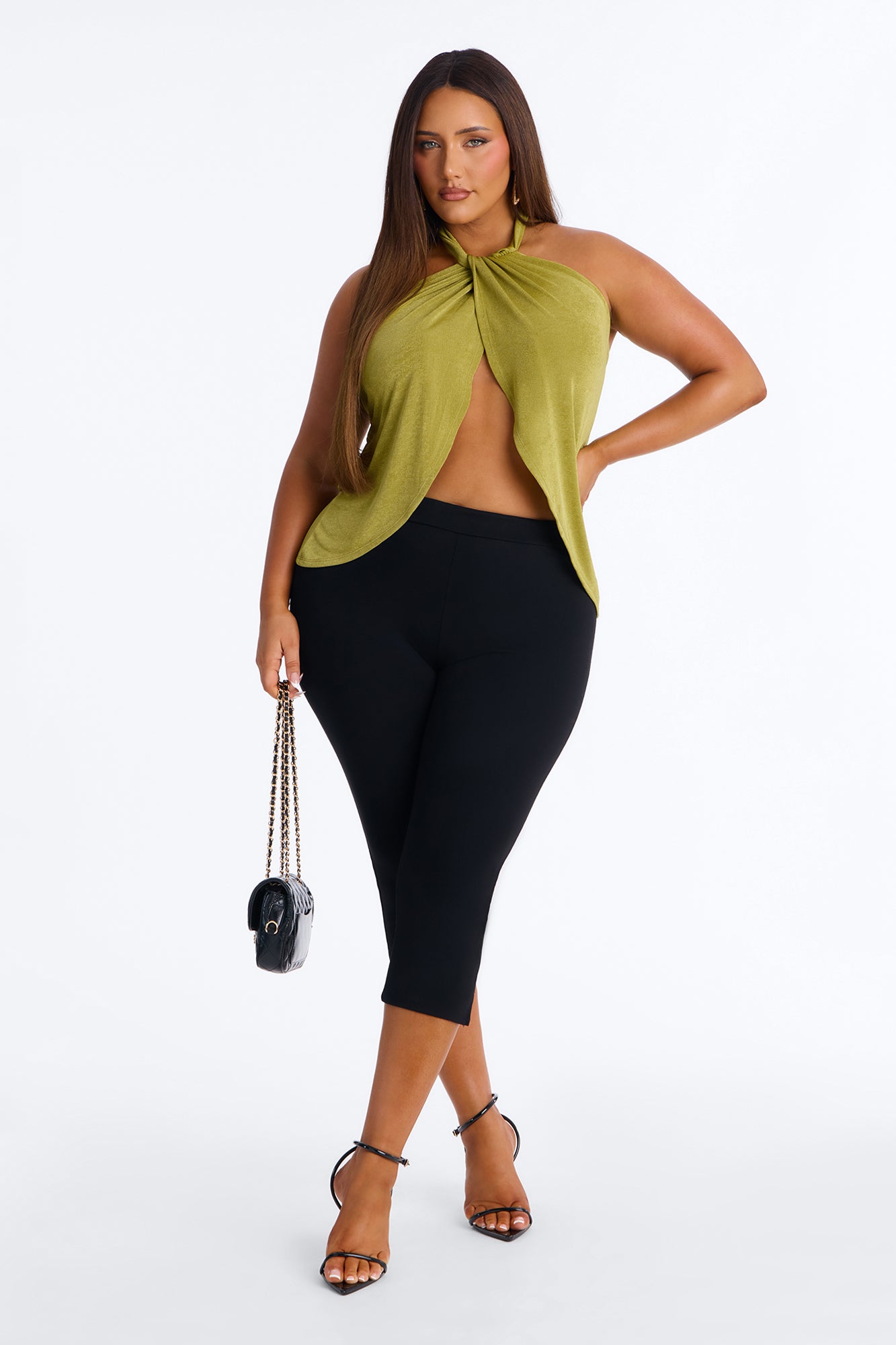 Your Desire Ruched Halter Flyaway Top - Green