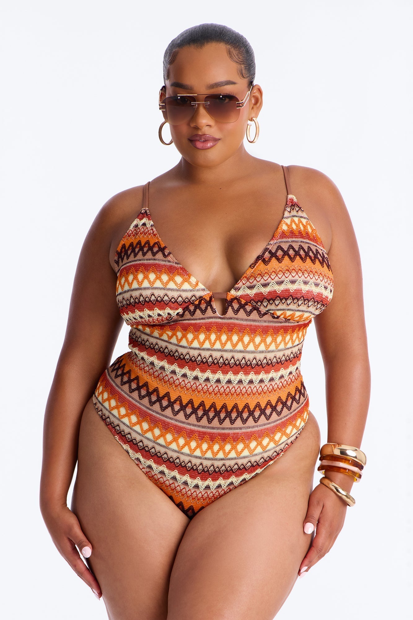 Marnie 1 Piece Swimsuit - Brown/combo Fashion Nova