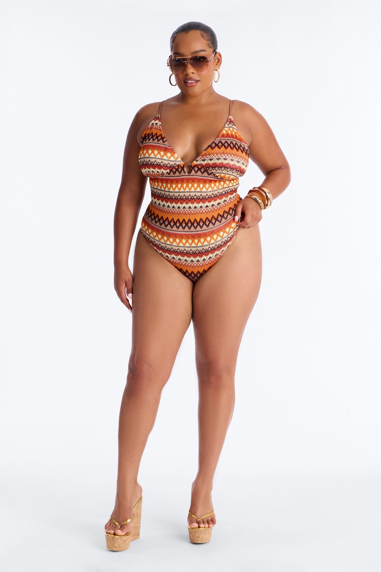 Marnie 1 Piece Swimsuit - Brown/combo Fashion Nova