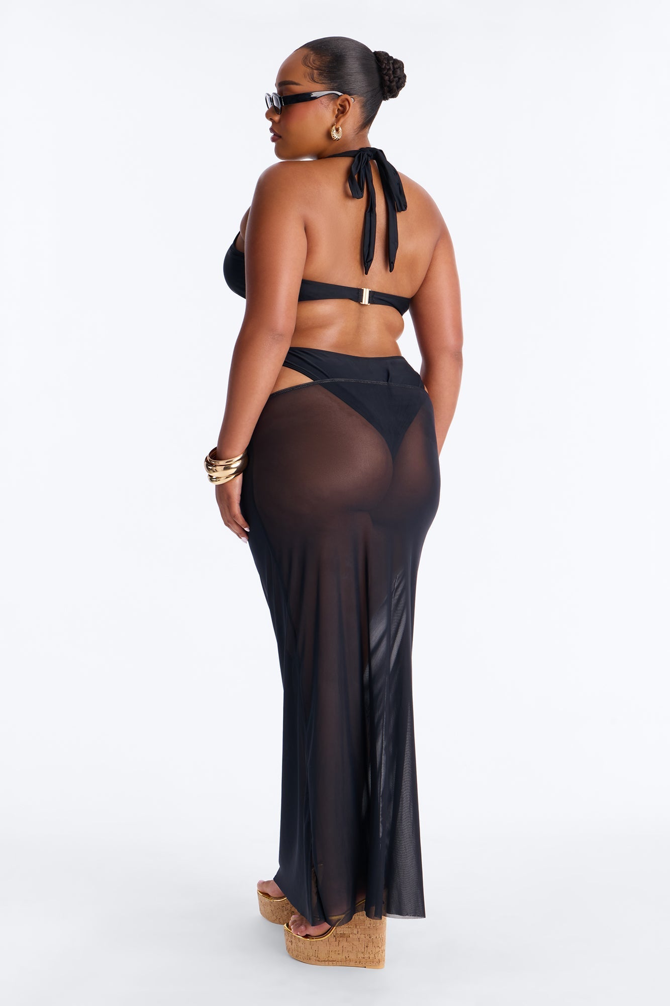 Till Sunrise Bikini And Coverup Skirt - Black Fashion Nova
