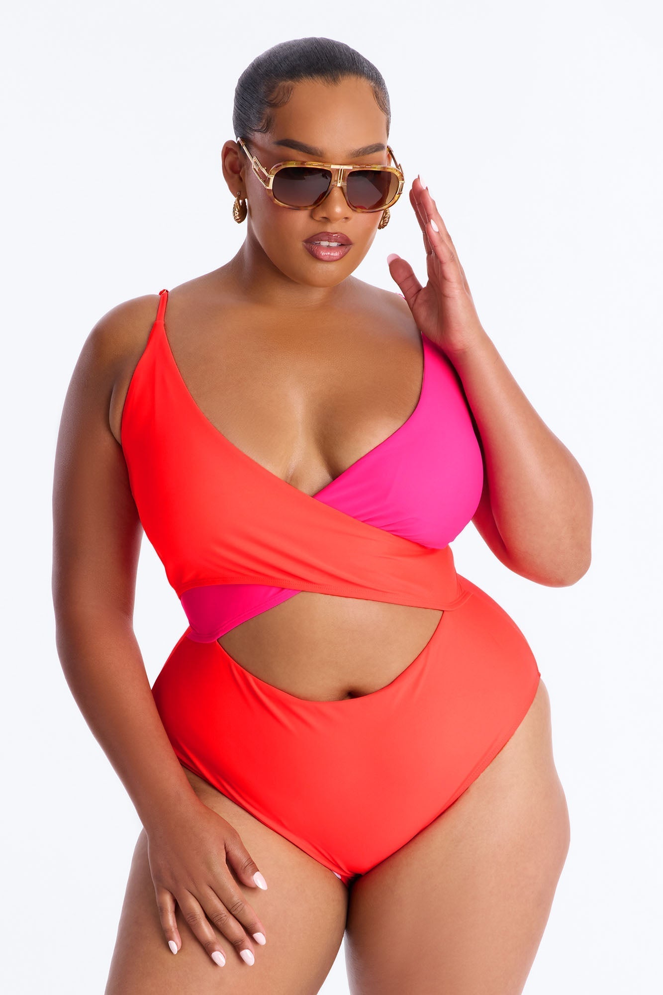 Zuma Beach 1 Piece Swimsuit - Orange/combo Fashion Nova