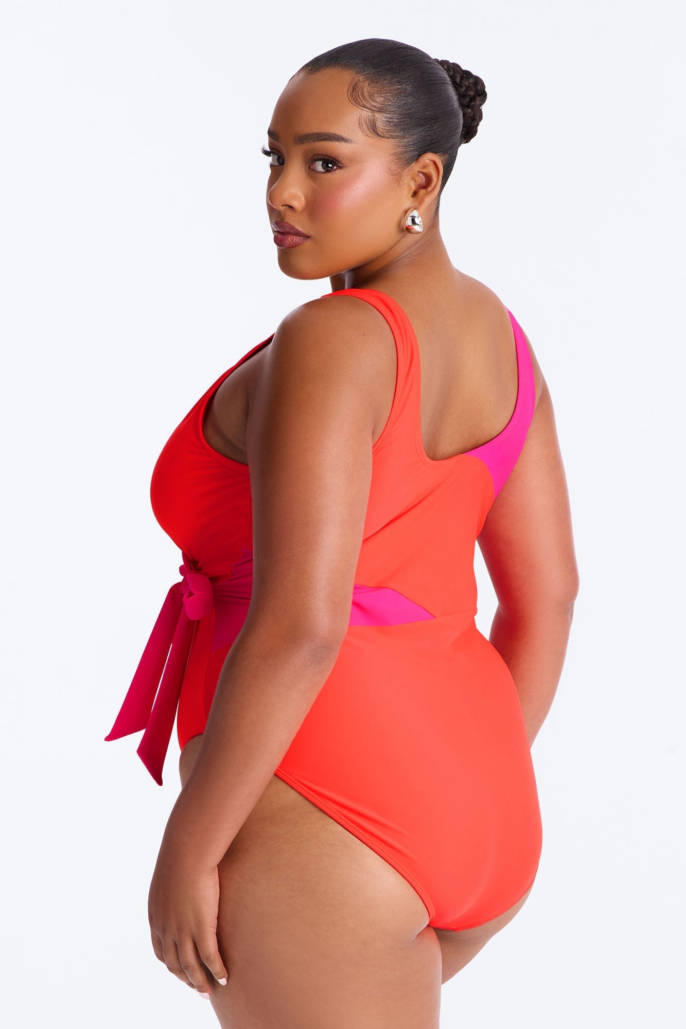 Sun And Sand Colorblock 1 Piece Swimsuit - Orange/combo Fashion Nova