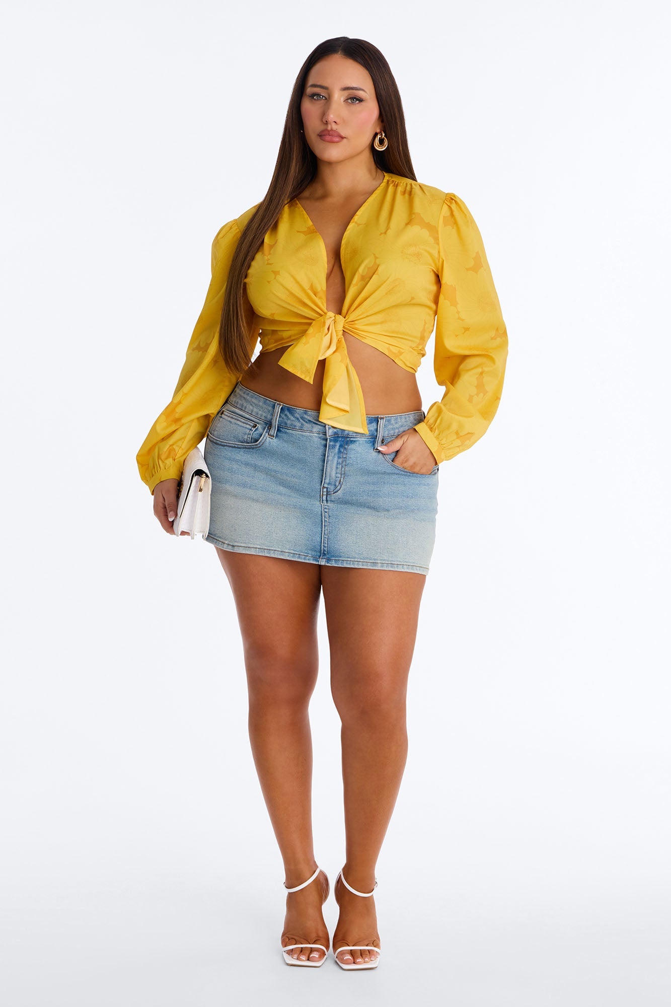 Summer Breeze Therapy Floral Satin Top - Yellow