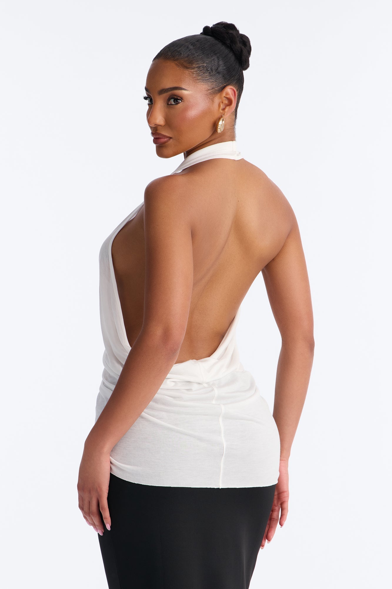 Cameron Sheer Scoop Neck Halter Top - White Fashion Nova