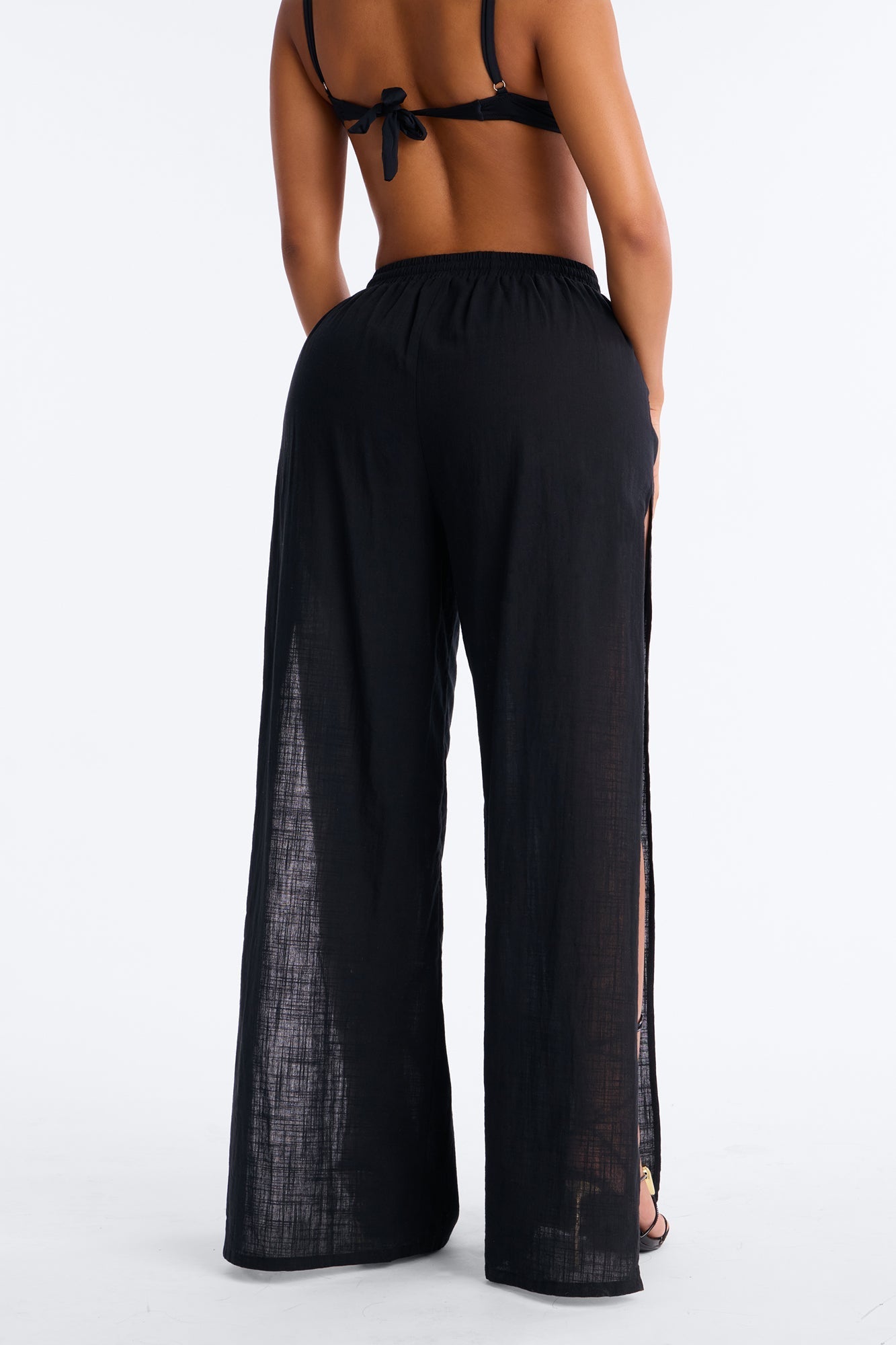 Kamila High Slits Cover Up Pants - Black Fashion Nova