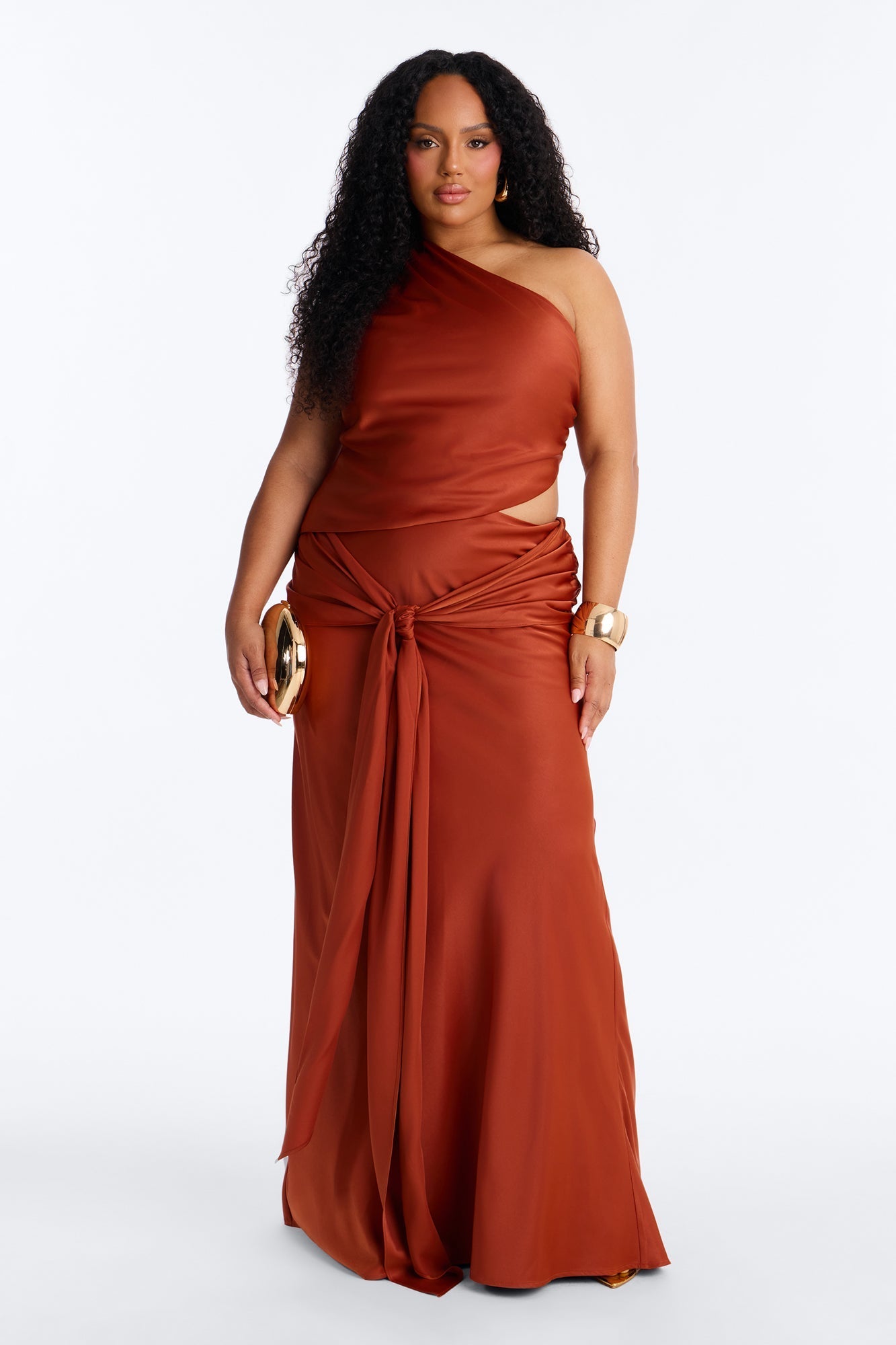 Siena Maxi Skirt Satin Set - Rust Fashion Nova
