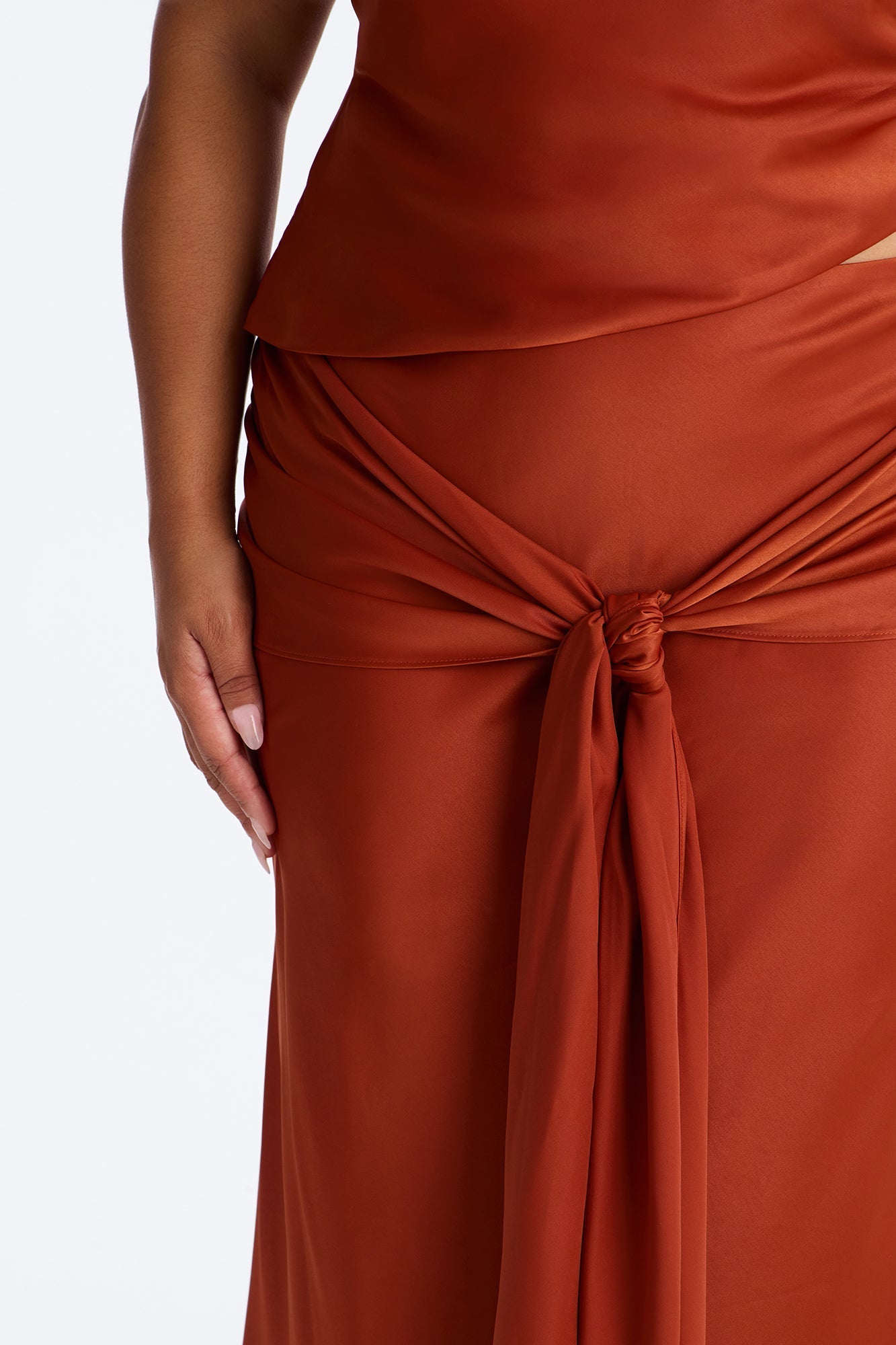 Siena Maxi Skirt Satin Set - Rust Fashion Nova
