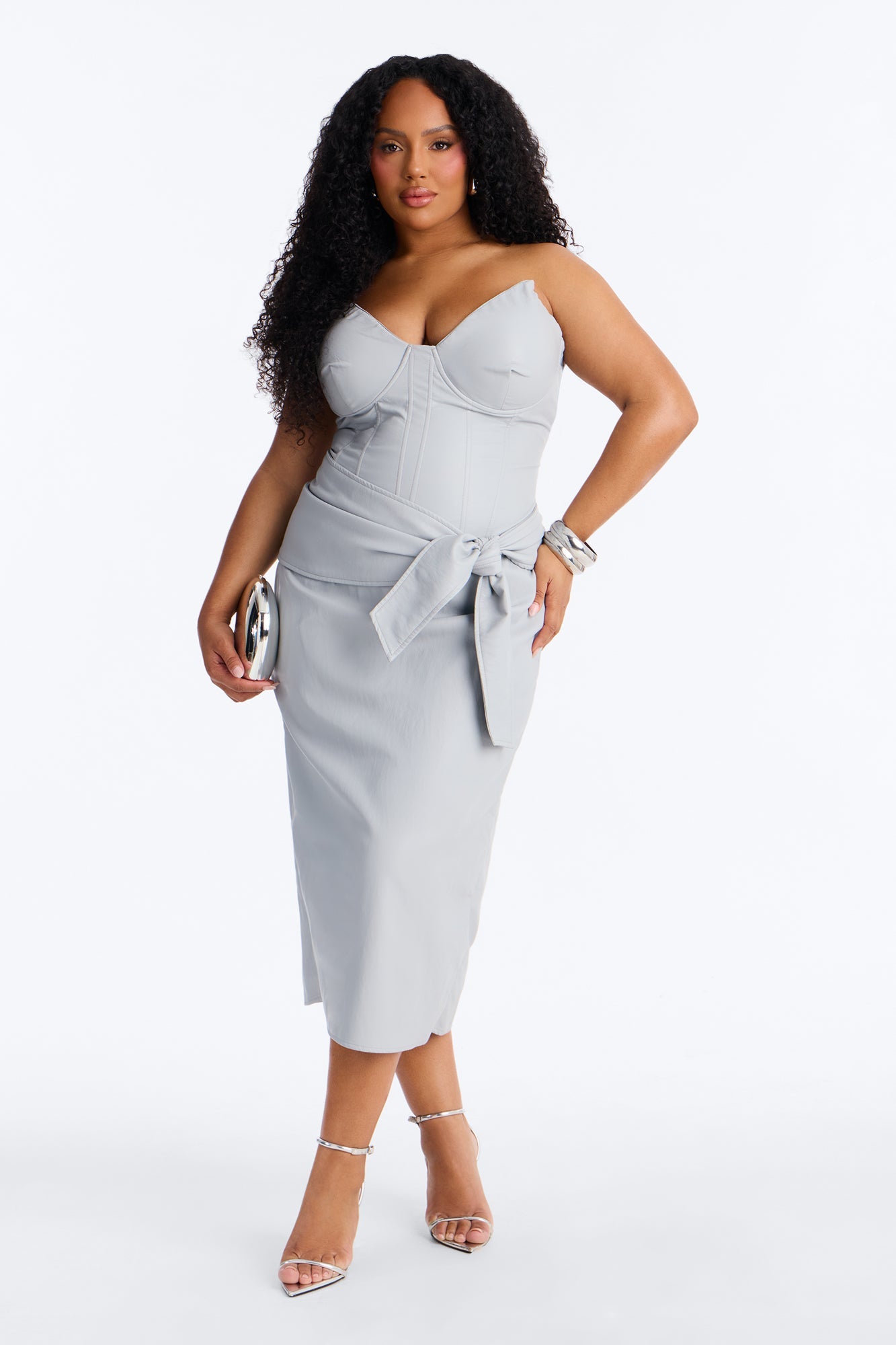 Siren Faux Leather Midi Dress - Light Blue