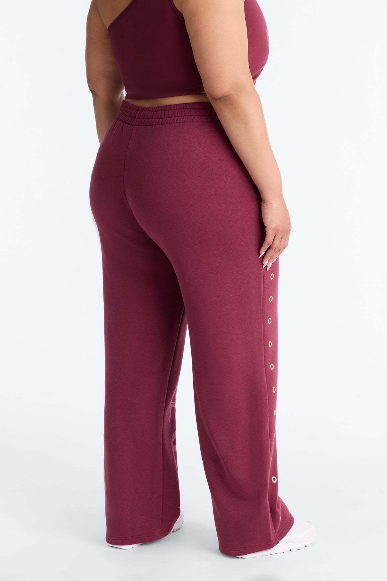 Von Dutch Rocker Wide Leg Pant With Grommets - Burgundy
