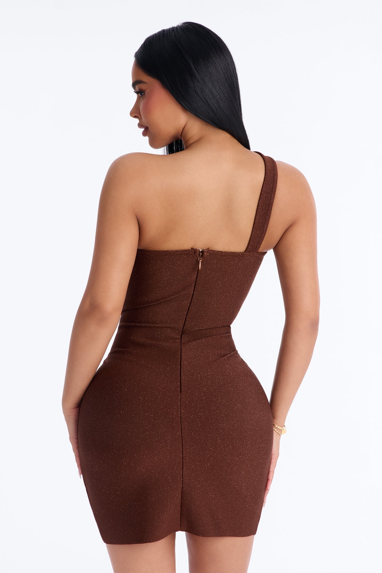 Talia Sleeveless Metallic Mini Dress - Bronze