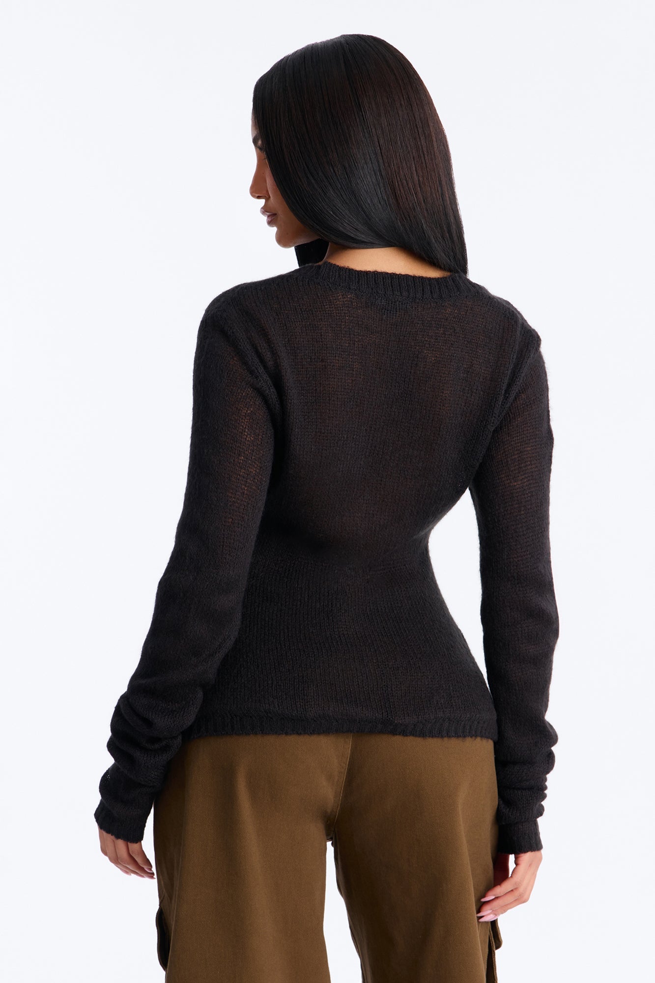 Sheer Me Out Long Sleeve Button Up Cardigan Sweater - Black Fashion Nova