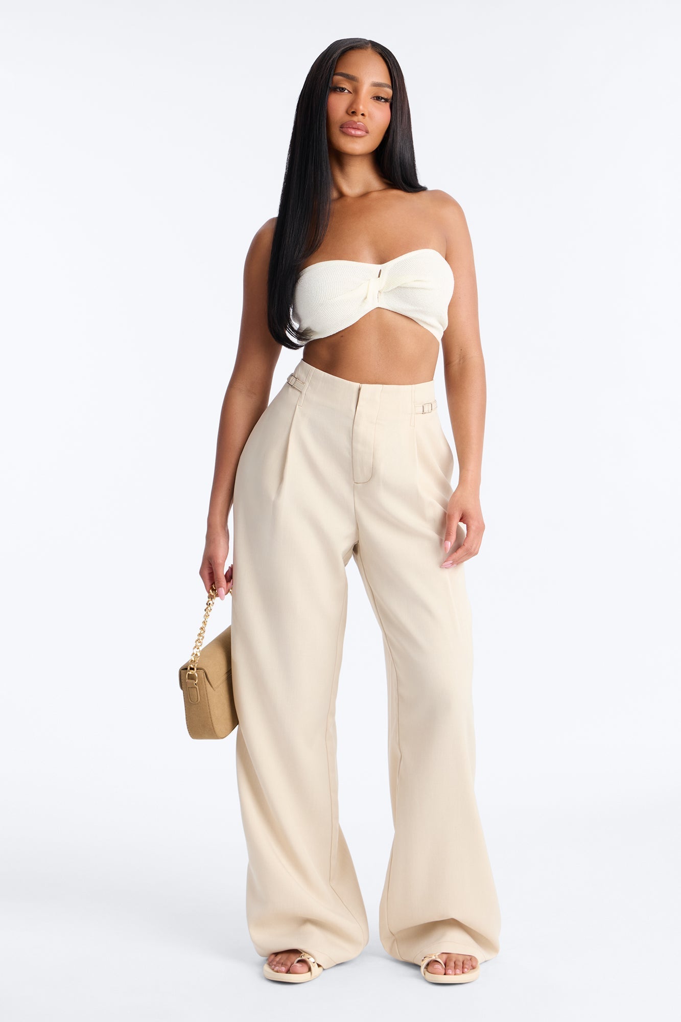 Angela High Rise Trouser Pant 33″ - Stone Fashion Nova