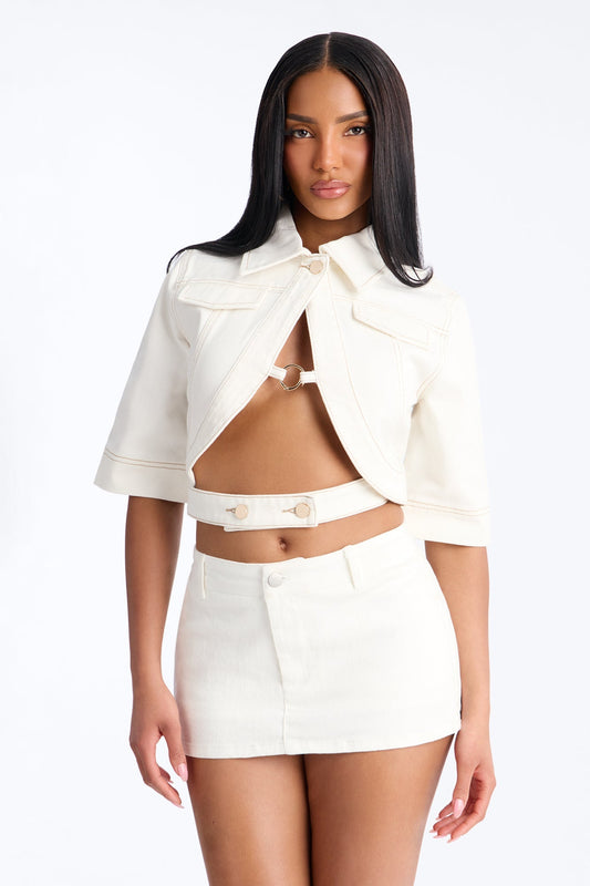 Ridin' Around Denim Top - White Fashion Nova